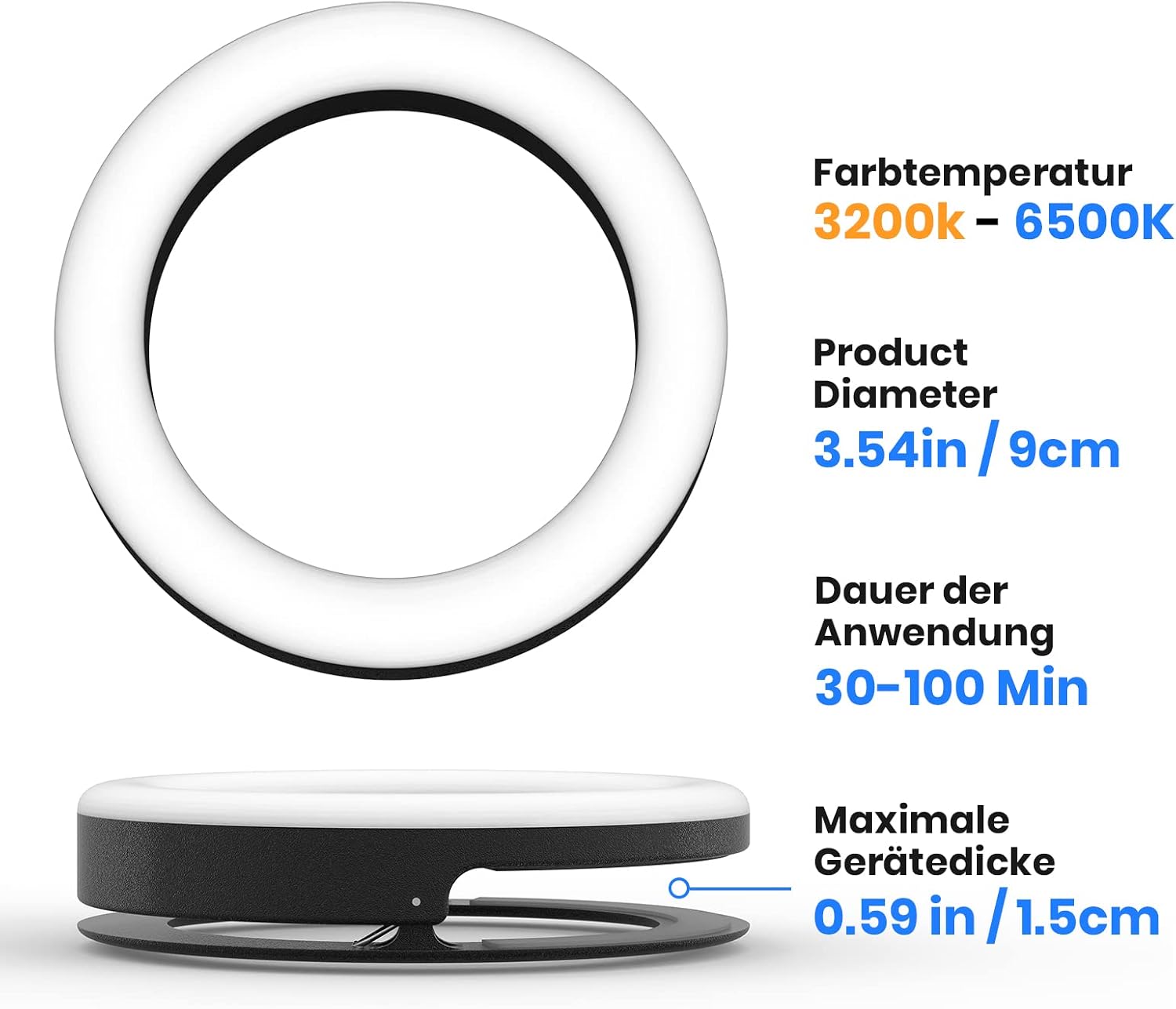 Detalle 1 de Selfie Licht Ringlicht Handy 9 cm