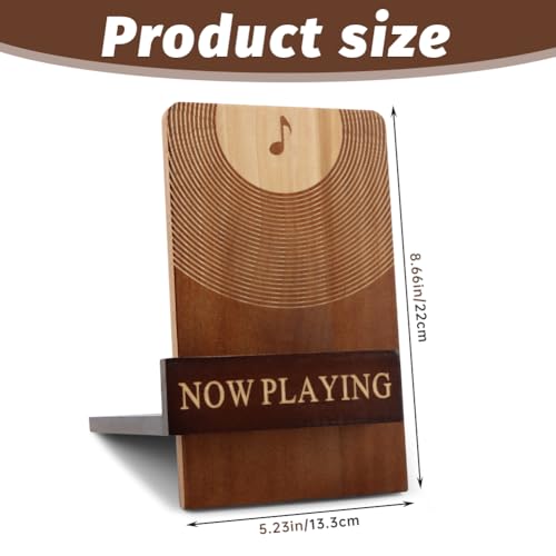 Detalle 2 de Klomveris Vinyl Record Stand: Classic Wood Albums Now Playing Display