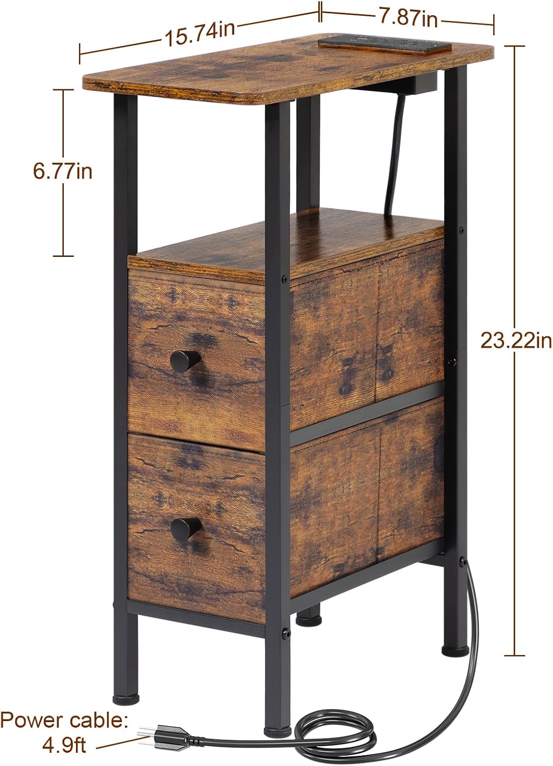 Detalle de LOAKEKEL Narrow End Table, 15.75 x 7.87 x 23.22 in.