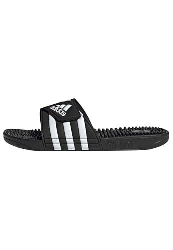 Detalle de adidas Unisex Adissage Slides Shoes (Core Black/Cloud White/Core Black) – 8 UK