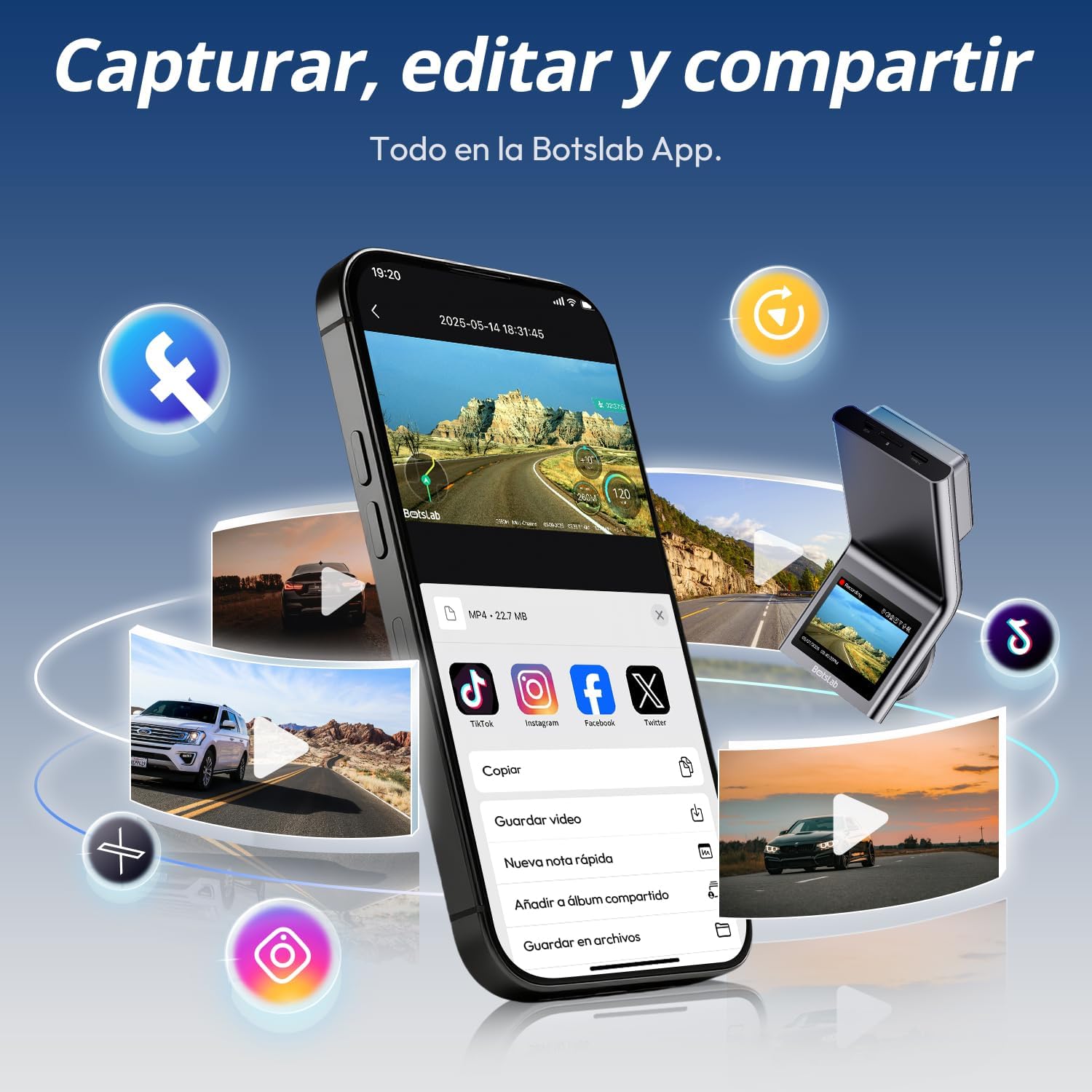 Thumbnail 6 de BOTSLAB 4K Cámara Doble salpicadero con GPS