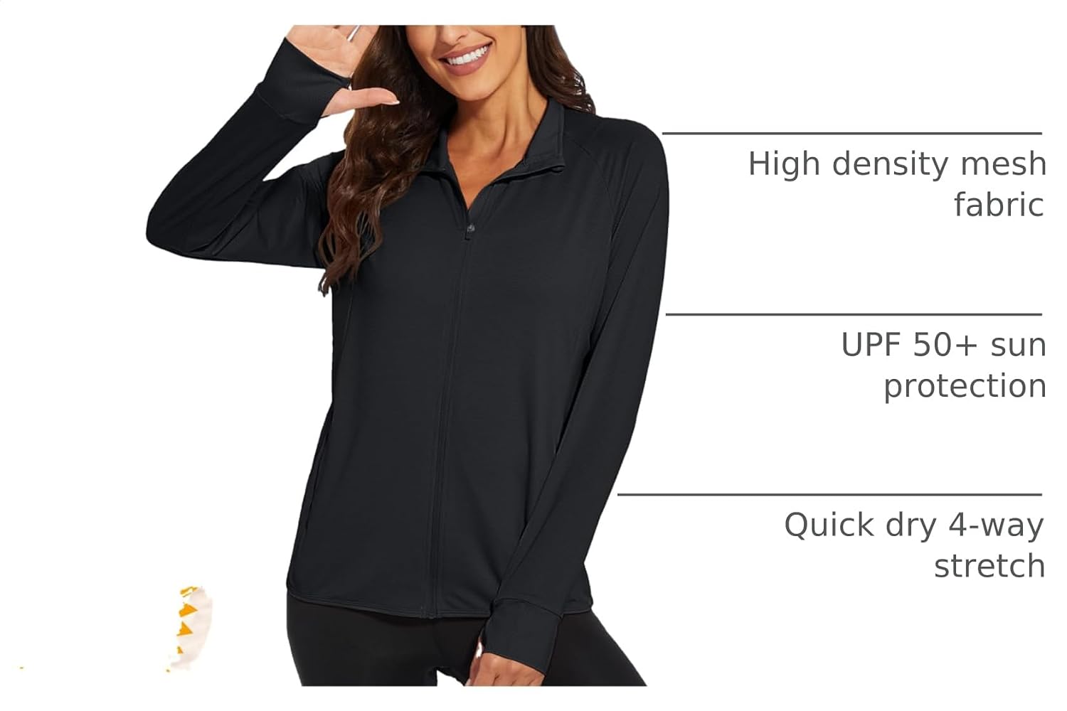 Detalle de MAGCOMSEN Women’s UPF 50+ Lightweight Athletic Jacket (Full Zip, Long Sleeve with Pockets)