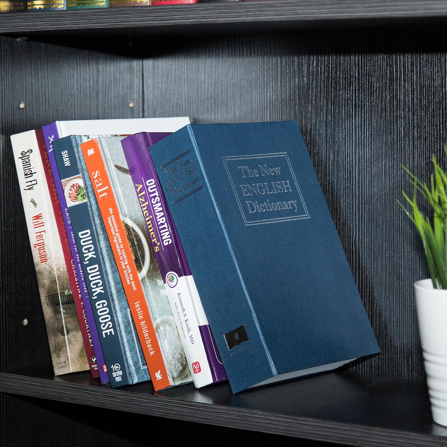 Detalle 2 de Amazon Basics Cassetta portavalori a forma di libro, Serratura con chiave, Grande – Blu