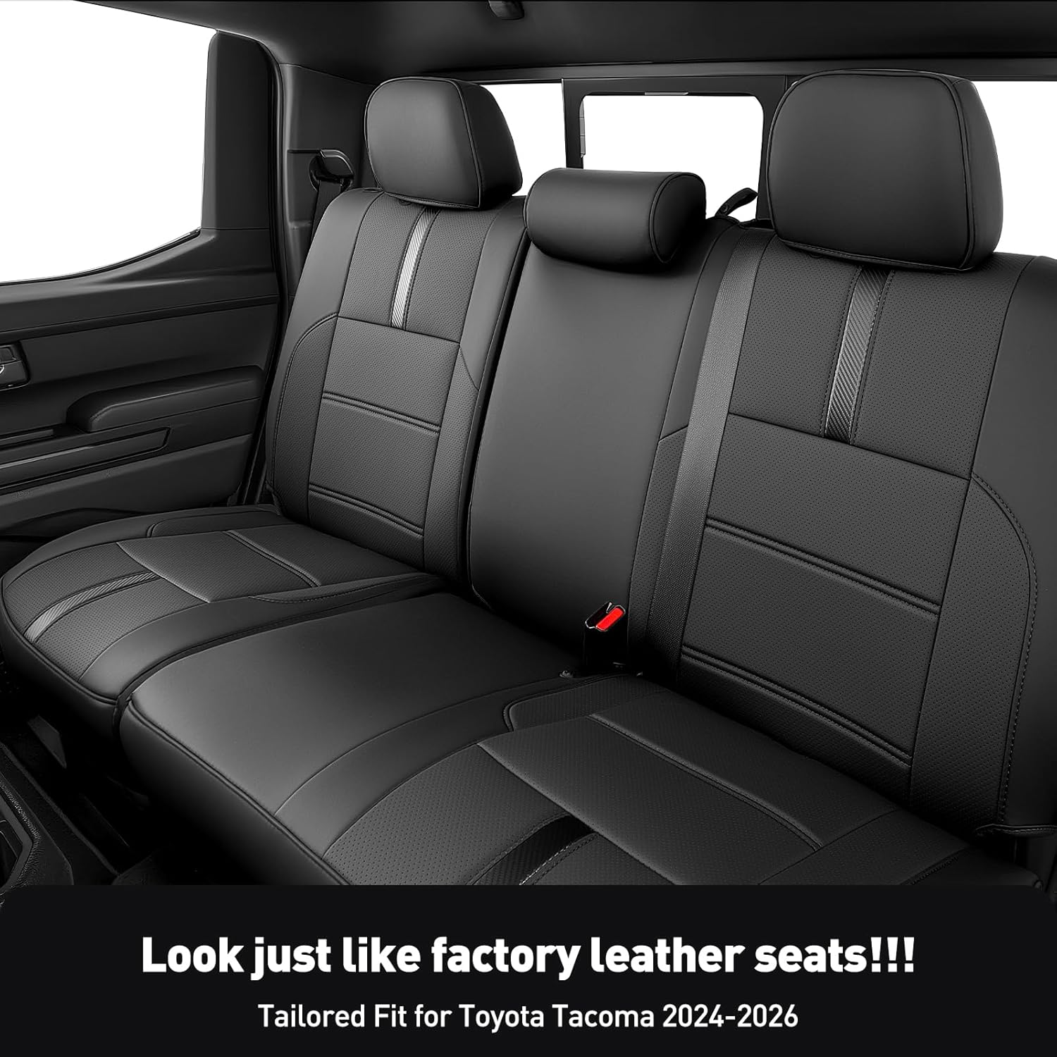 Thumbnail 2 de DiffCar® Faux Nappa Leather Seat Covers for 2024–2026 Toyota Tacoma Double Cab (Gas Only) — Full Set, Black