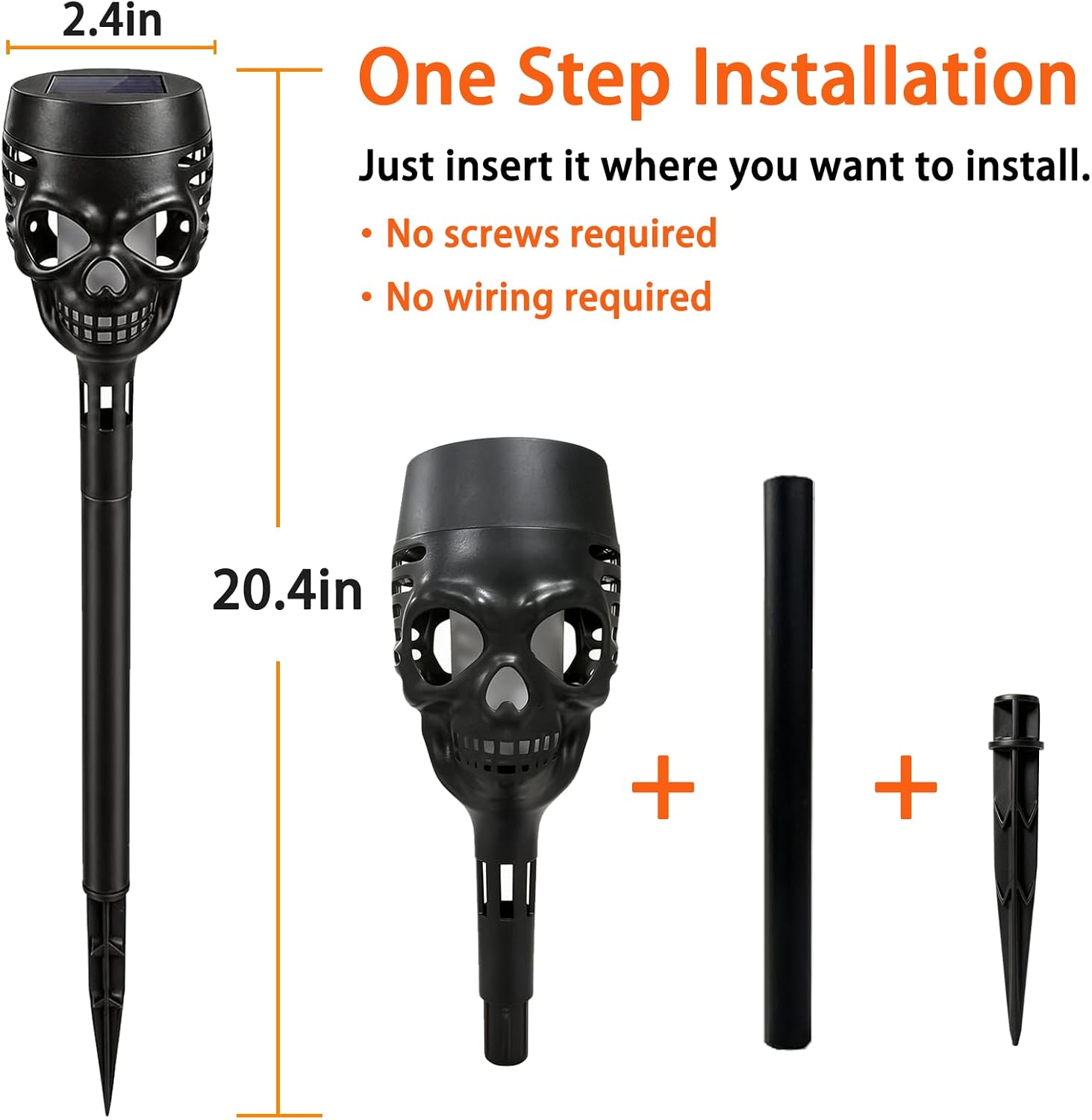 Detalle 2 de Swingers hyd8-skullO Solar Torch Lights, Flickering Flame, 12 LEDs