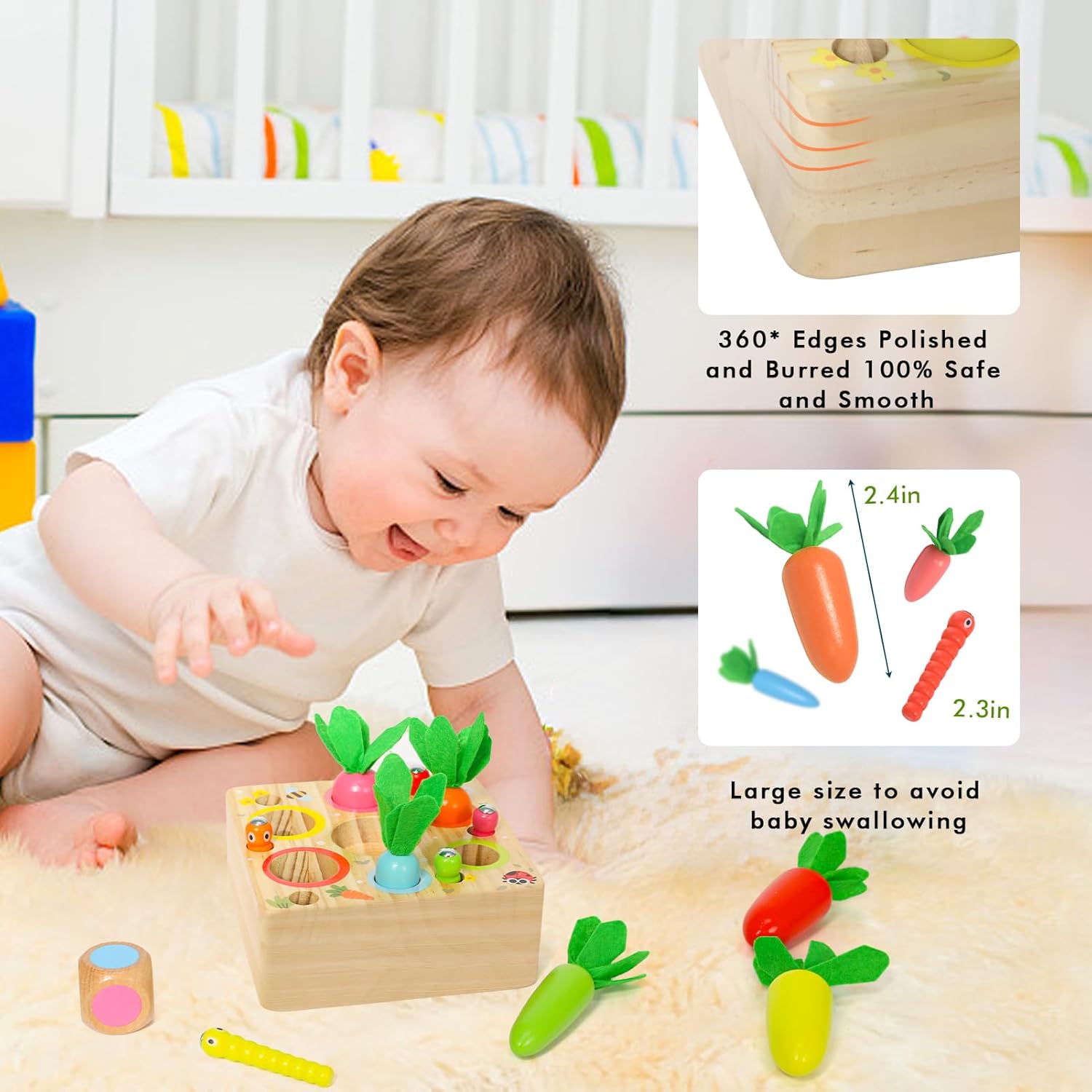 Detalle 2 de Wooden Carrots Sorting Toy 12 Months