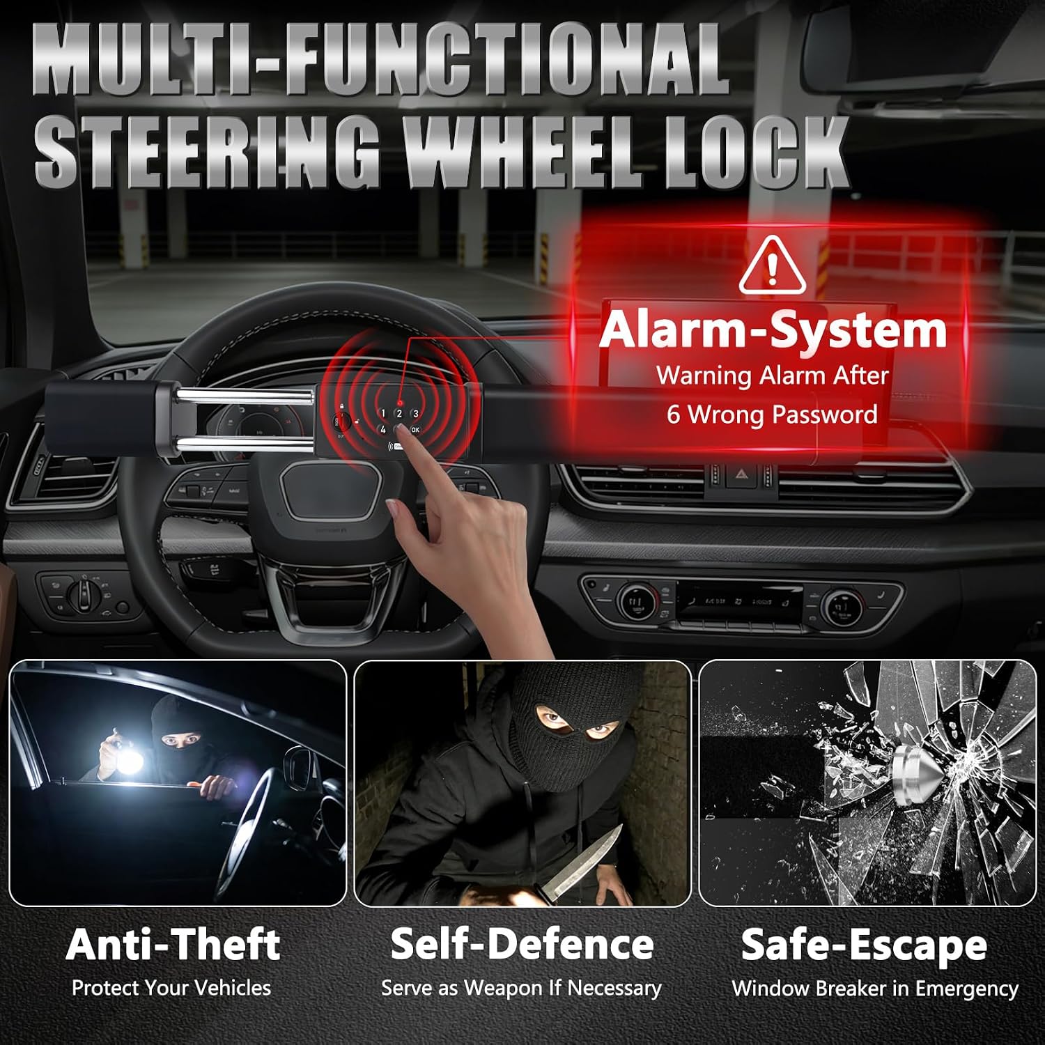 Thumbnail 1 de I LITTON Steering Wheel Lock Anti-Theft Device