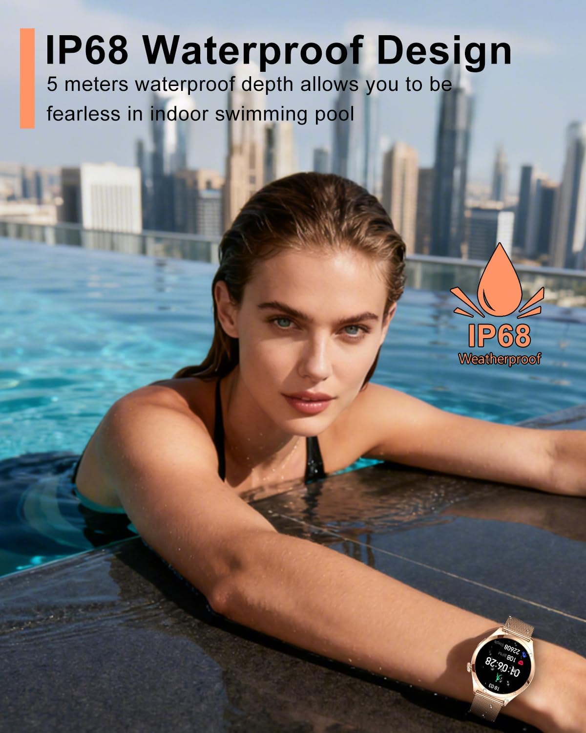Thumbnail 5 de Rose Gold 1.27" HD Fitness Tracker Smartwatch