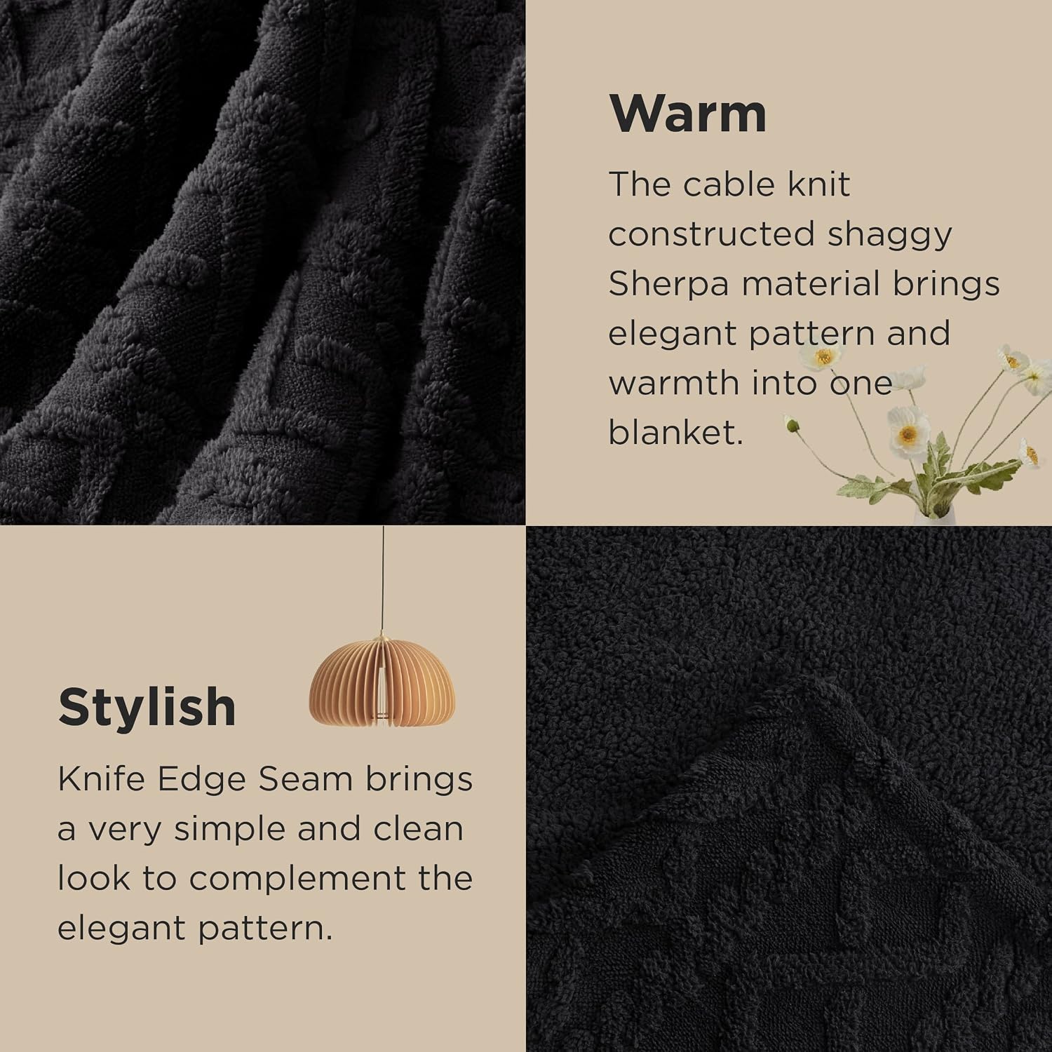 Detalle 2 de Bedsure Sherpa Fleece Throw 150x200 cm