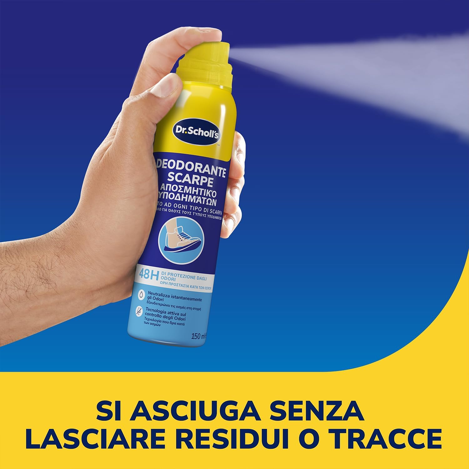 Detalle de Dr. Scholl's Deodorante Spray per Scarpe con Tecnologia Attiva: 3×150 ml per 48 h di freschezza