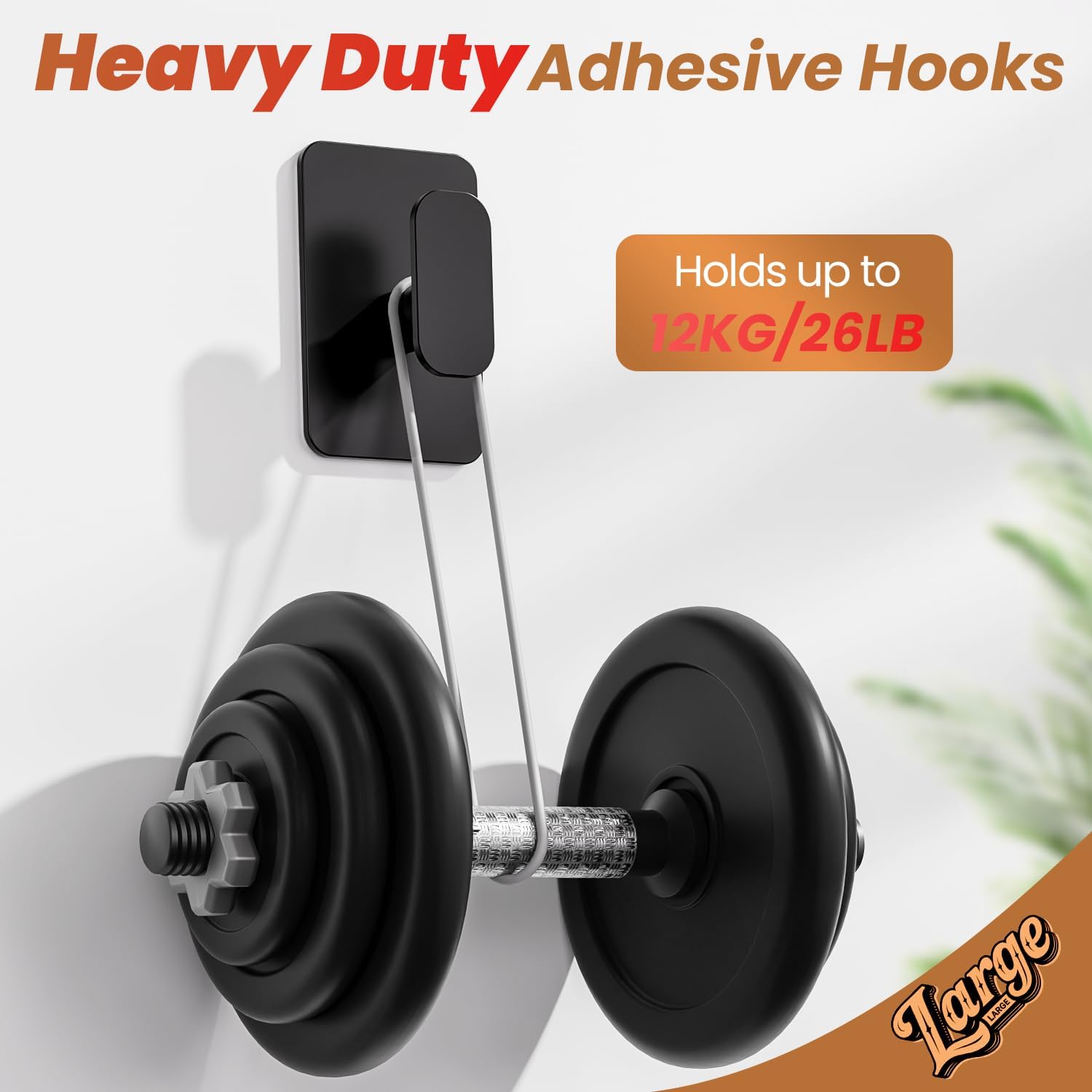 Thumbnail 4 de Aikzik 4 Pack Large Self Adhesive Hooks 12kg