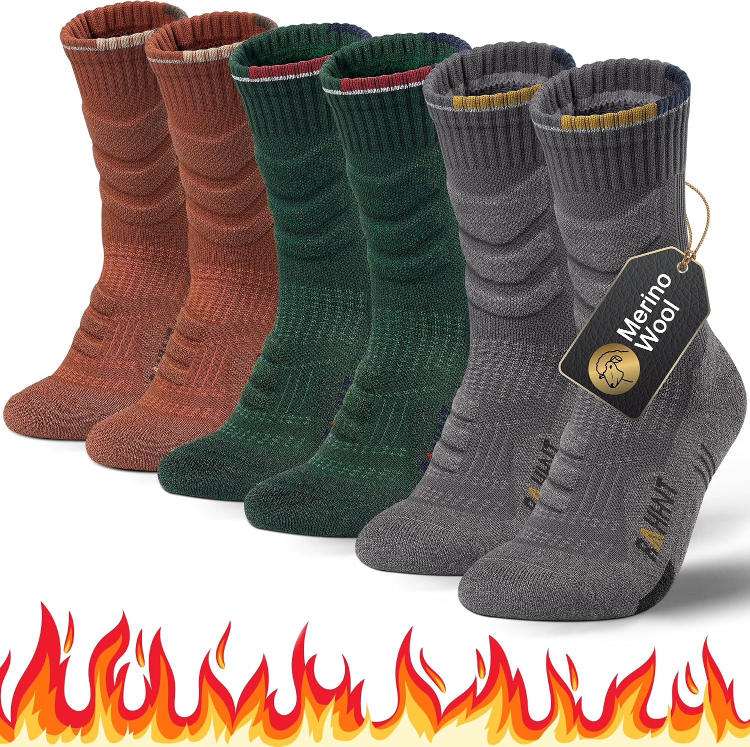 Thumbnail 4 de Merino Wool Thermal Walking Hiking Socks 3 pairs