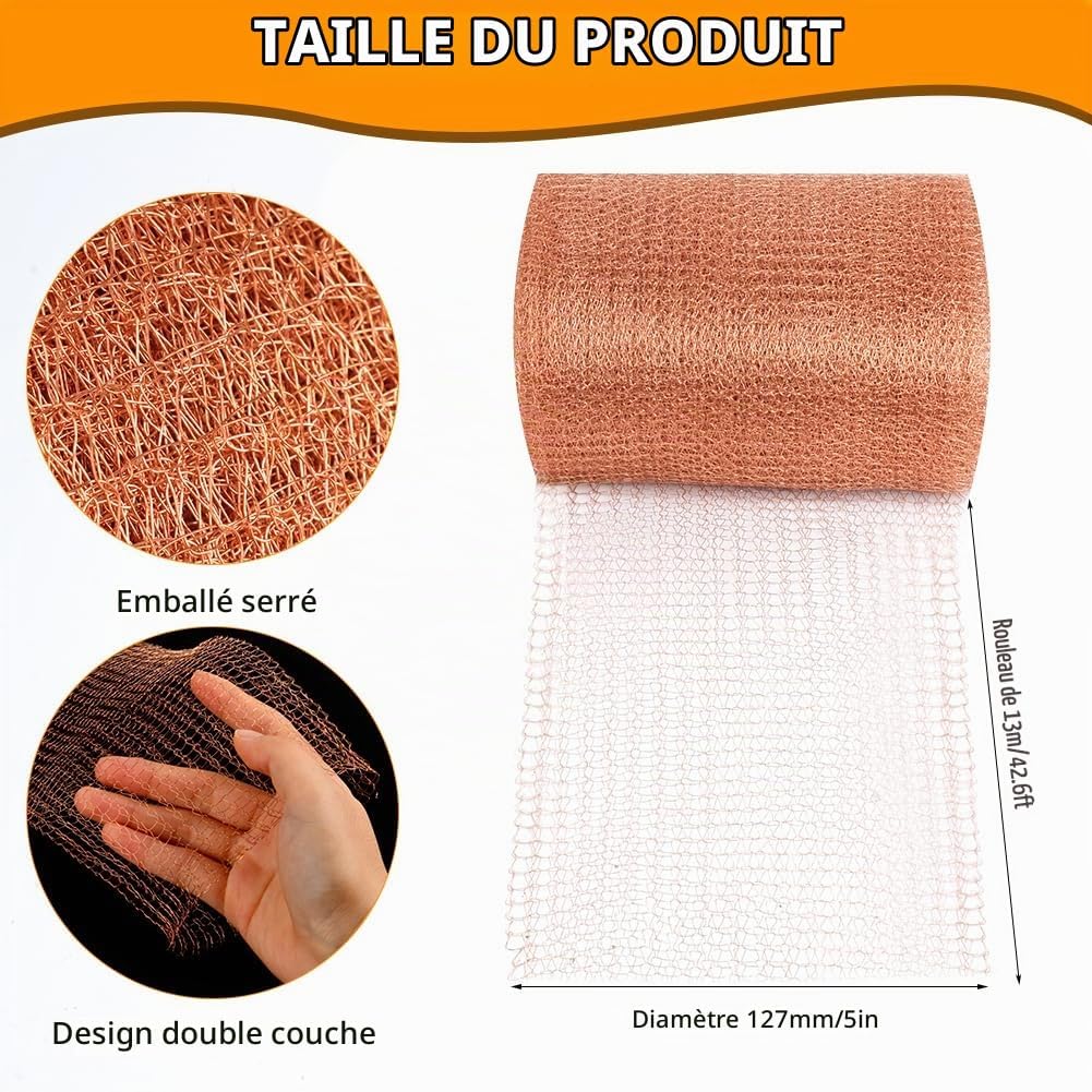 Detalle de OFFCUP 1 koperen gaasrol tegen slakken, dubbellaags, 12,7 cm × 13 m