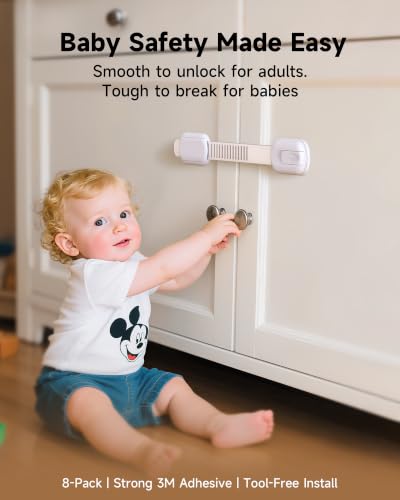 Thumbnail 6 de Infinno Cabinet Locks for Baby Proofing (12 Pack) – Safe, Tool-Free Child Cabinet Latches