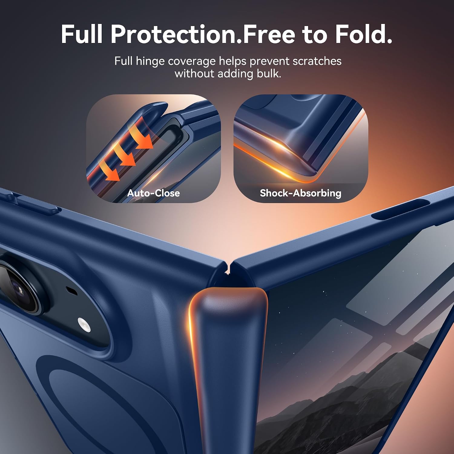 Detalle 2 de BERFY iPhone Duo Case with MagSafe, Blue, Built-In Stand & Screen Protector