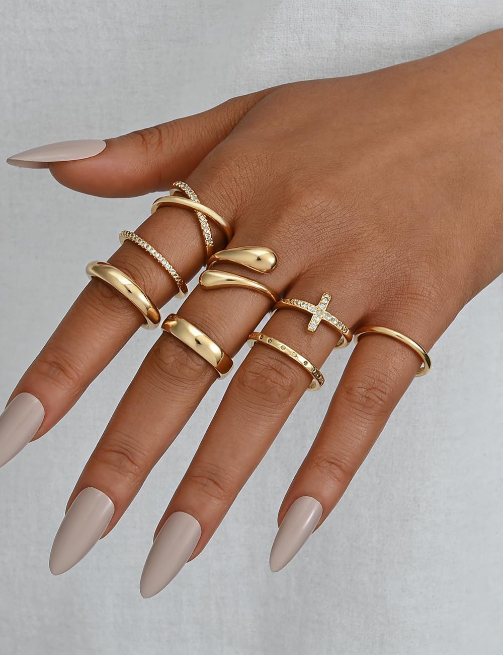 Detalle 2 de iF YOU Gold-Plated Ring Set, Size 4.5–10
