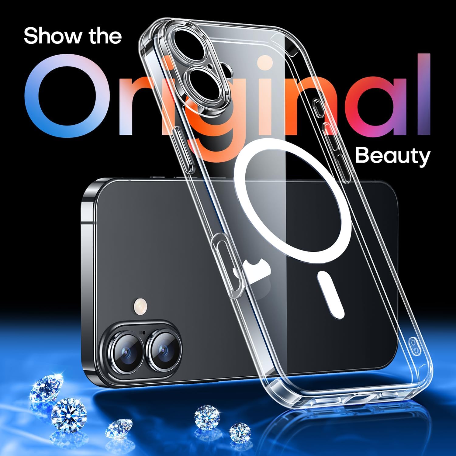 Detalle de CANSHN Cover magnetica trasparente per iPhone 17 da 6,3" con MagSafe e protezione totale fotocamera