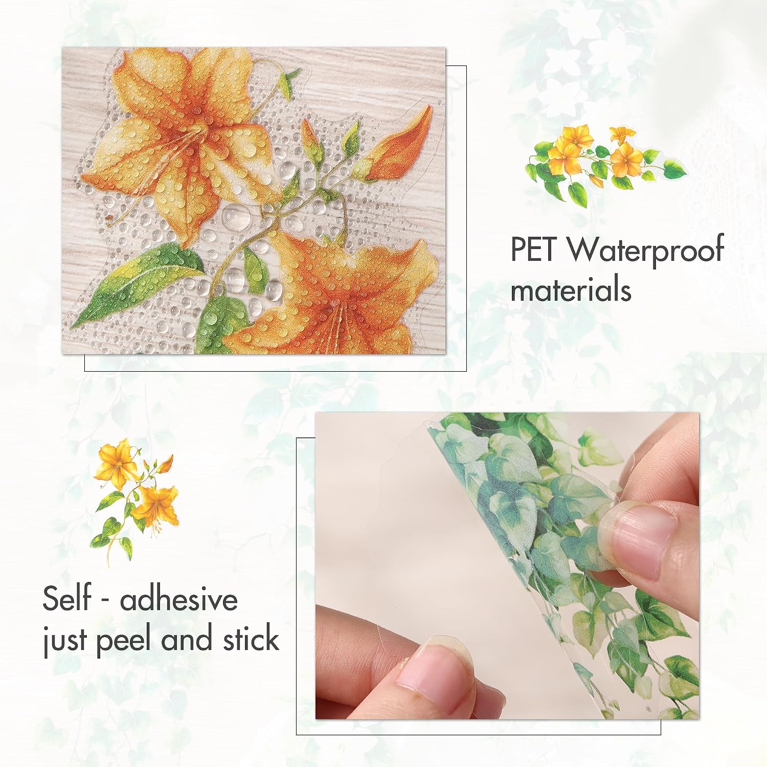 Thumbnail 3 de 120pcs Flower Stickers for Scrapbooking – Waterproof Floral Stickers for Journaling, Junk Journal, Home Decor, Laptop, Water Bottle, DIY Crafts (6 Floral Themes)