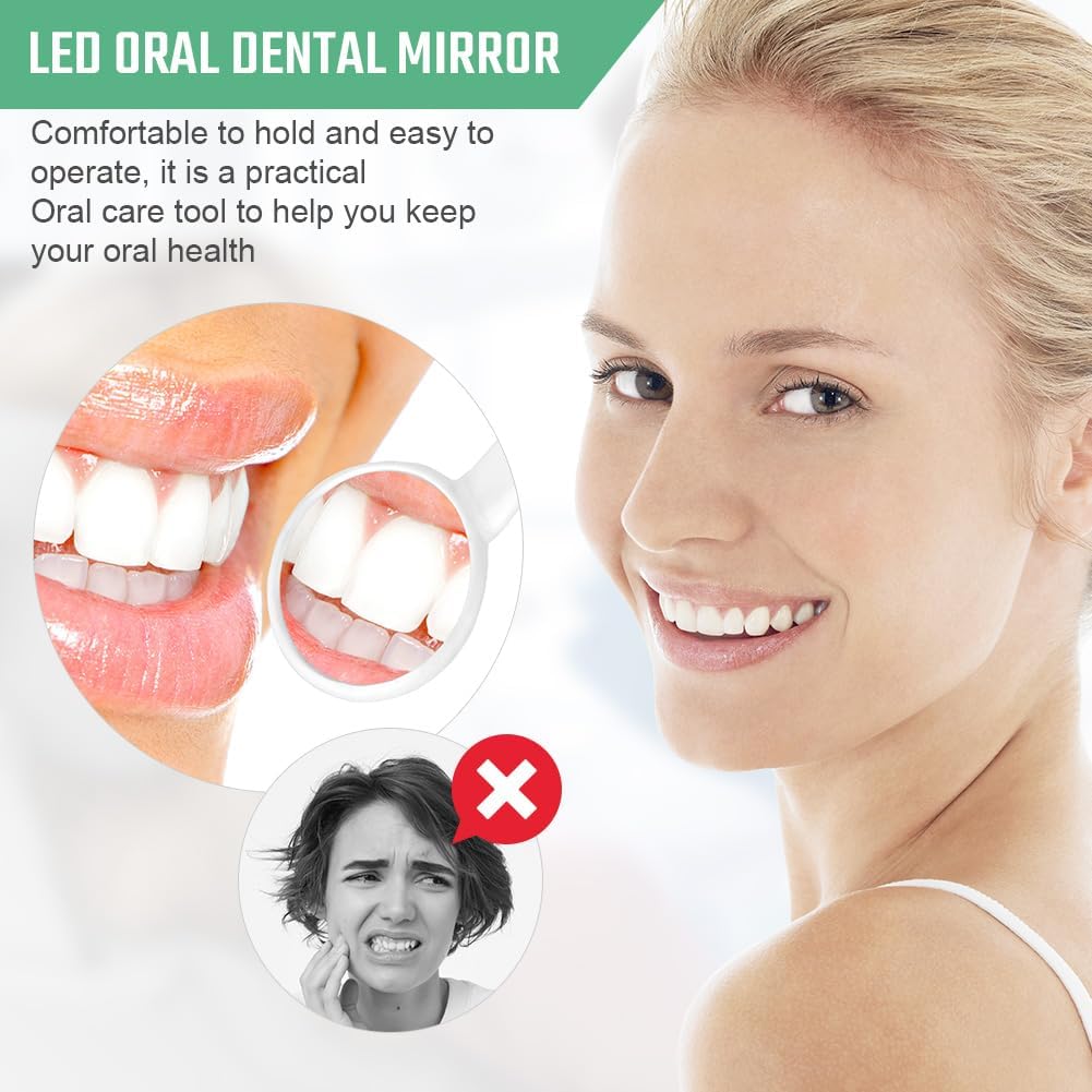 Detalle 2 de ACWOO Specchio Dentale 2 pezzi con Luce LED Antiappannamento – Specchio per Igiene Orale