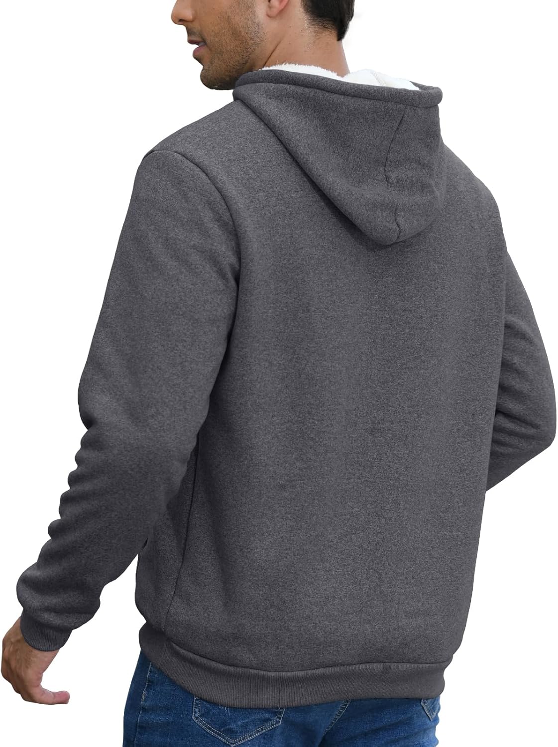 Thumbnail 3 de Vorvowry Fleecepullover Herren – gefütterter Fleece-Hoodie mit Sherpa und Kängurutasche