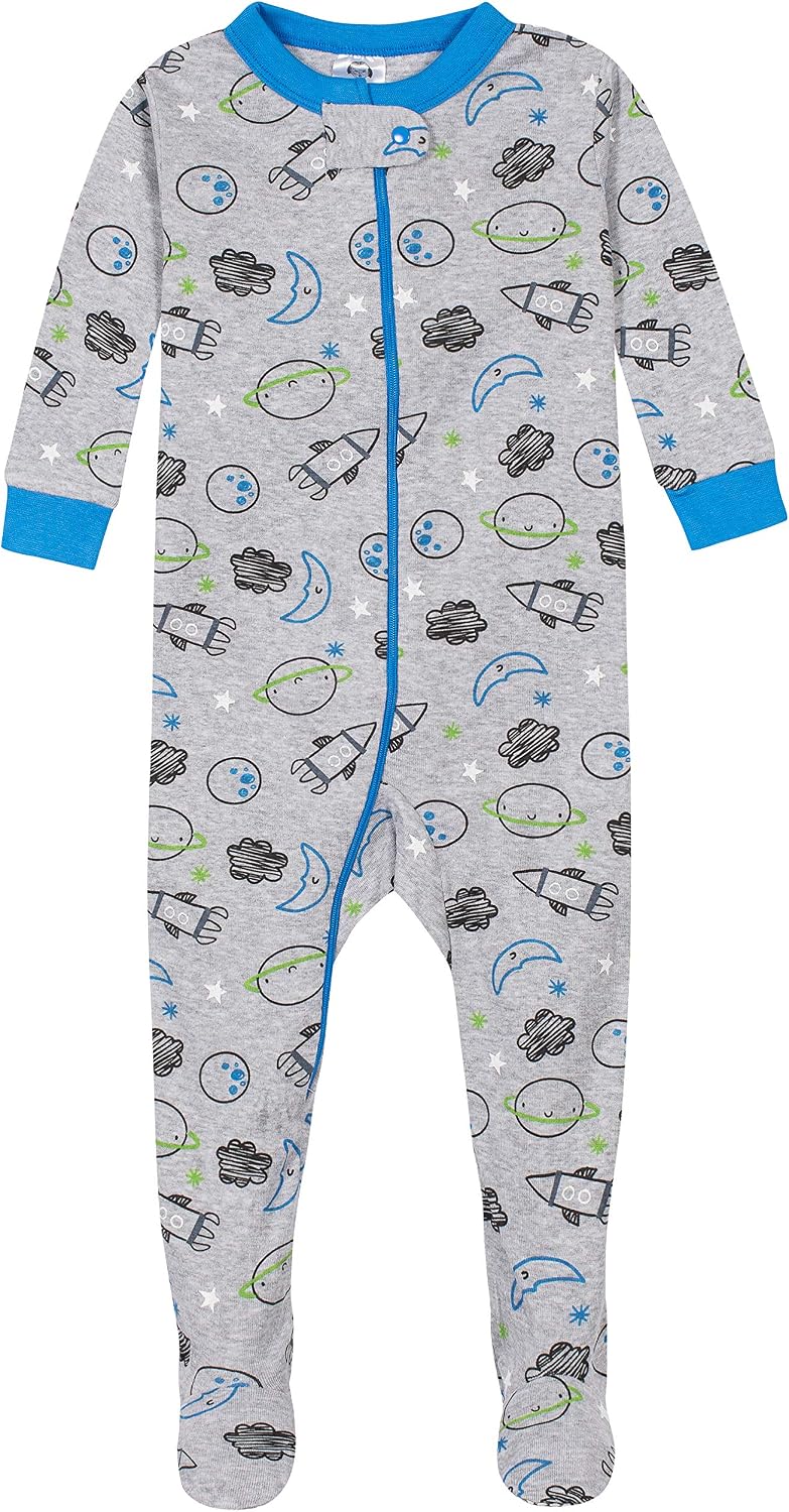 Detalle 2 de Gerber Baby Jungen Kleinkind Sleepers – 4er-Pack mit Fuß und Frontreißverschluss
