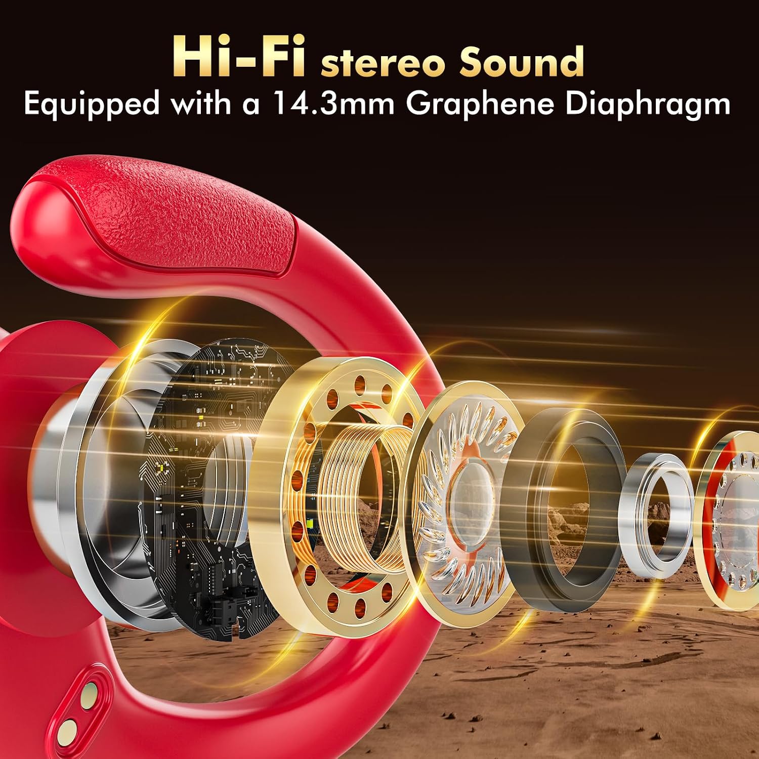 Detalle de HAOYUYAN Wireless Earbuds, Red