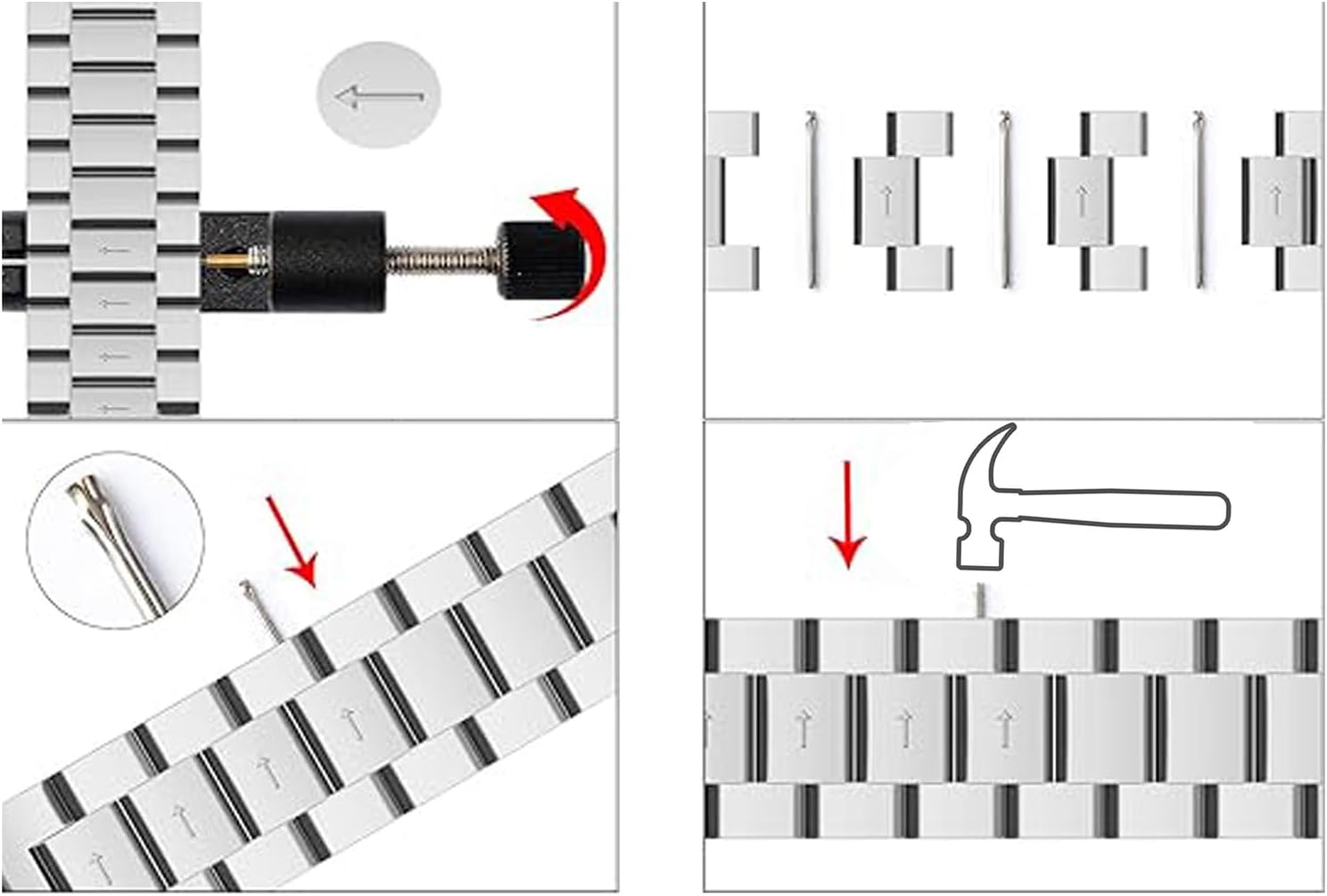 Thumbnail 4 de Stainless Steel Metal Watch Strap Replacement by Triblanc (18mm, 20mm, 22mm) with Spring Bar Tool
