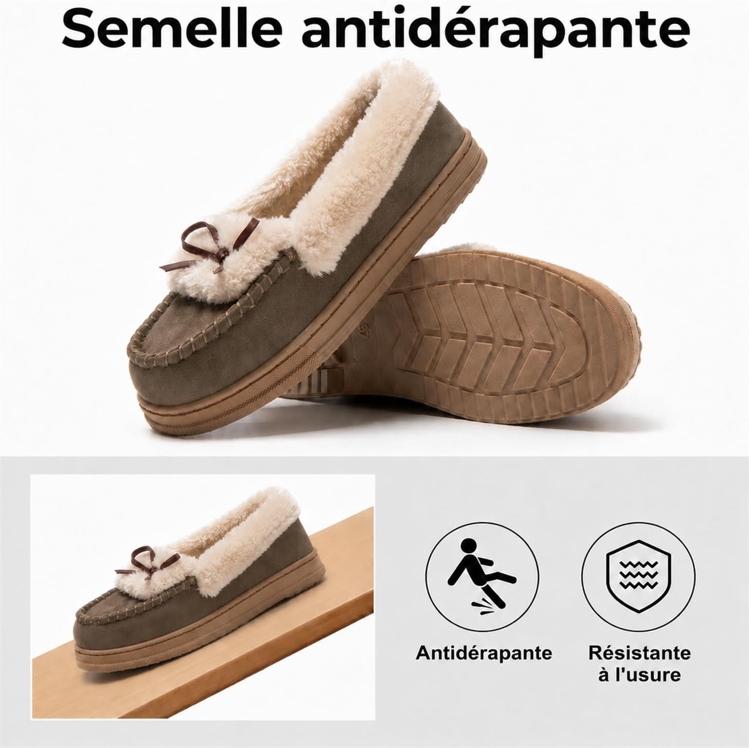 Thumbnail 5 de JOMIX damesloafers, winterpantoffels van bont voor thuis