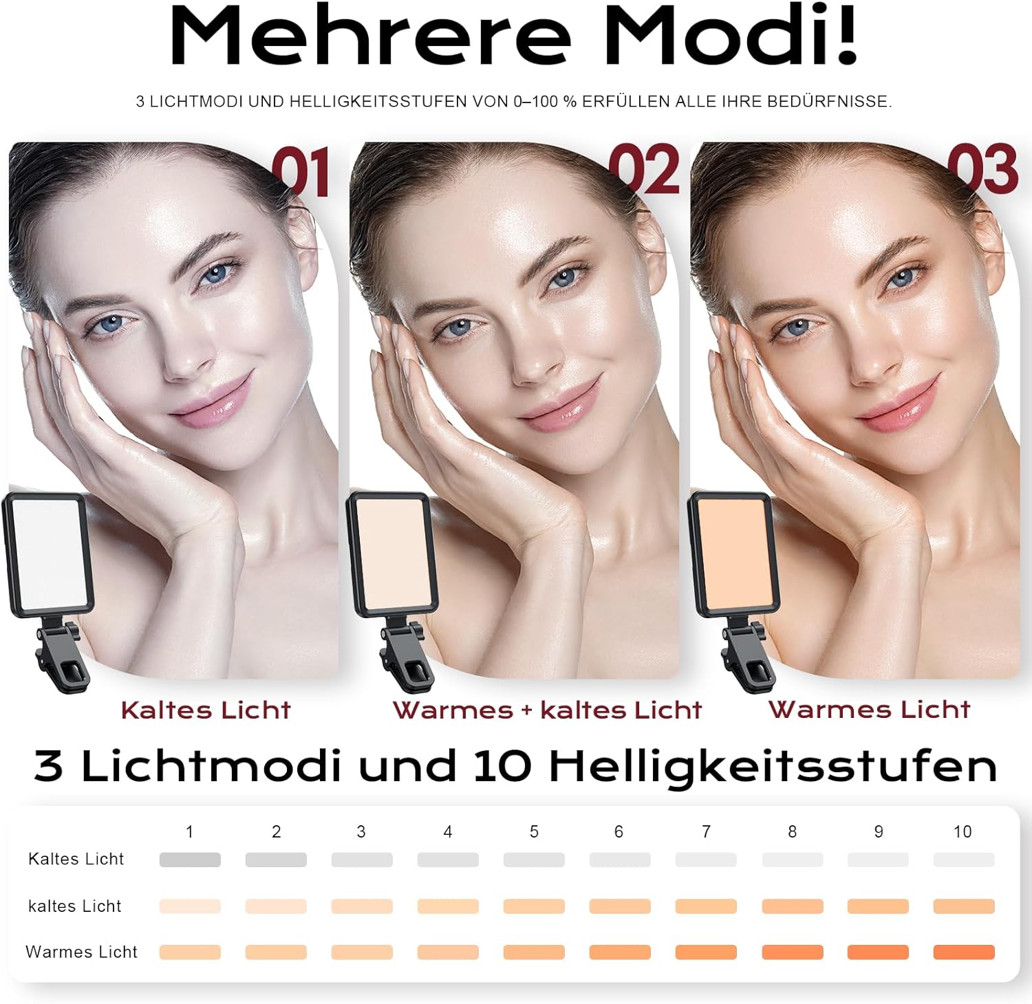 Detalle 2 de Wiederaufladbares Selfie-Licht 3000 mAh