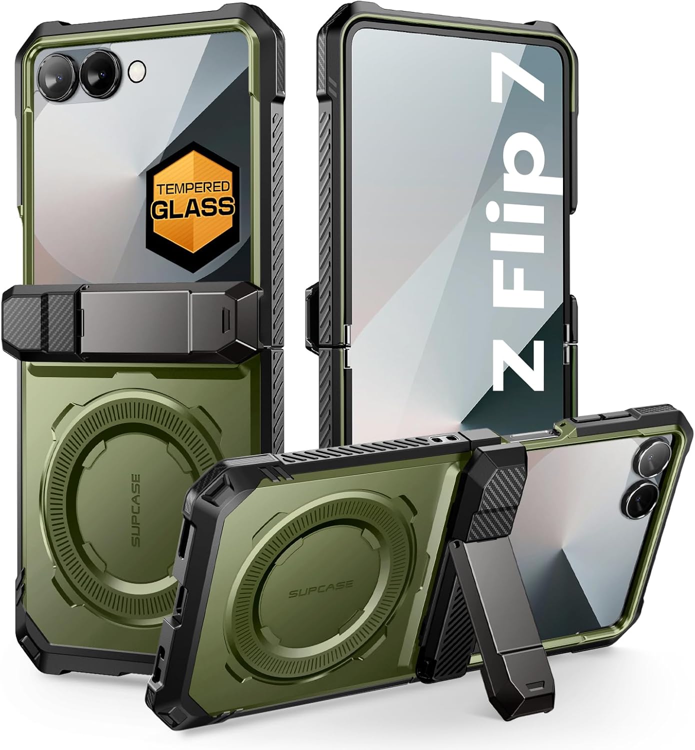 Detalle de SUPCASE Galaxy Z Flip7 rugged case with stand