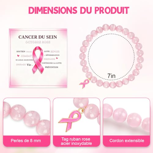 Detalle de Leikedun bracelet de sensibilisation en pierre naturelle