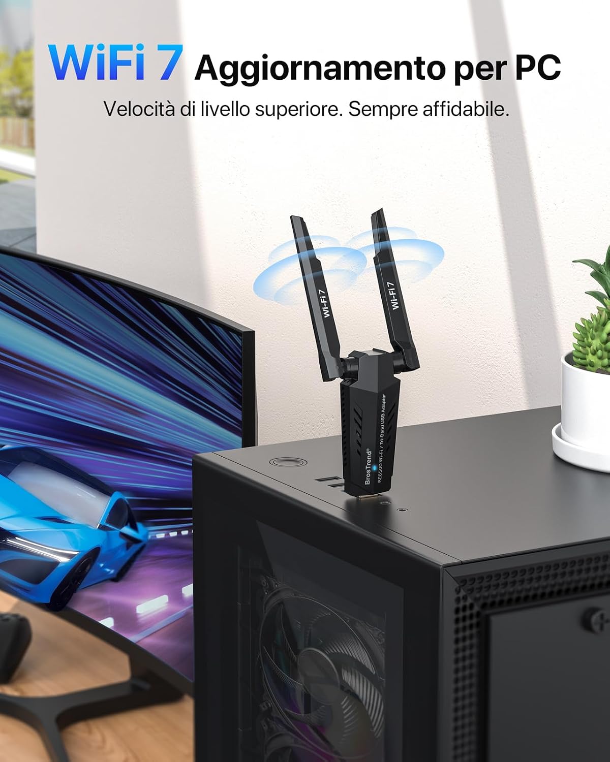 Detalle 2 de BrosTrend BE6 Adattatore Wi‑Fi 7 6,5 Gbps