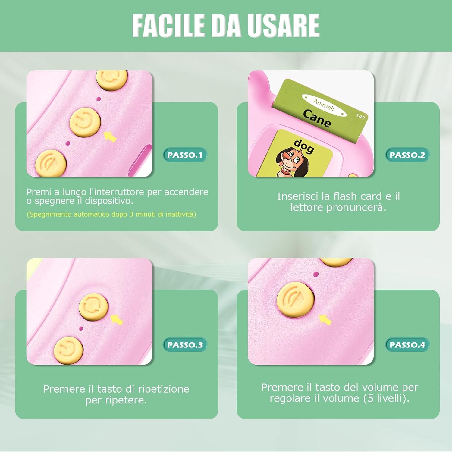 Detalle de Talking Flash Cards 510 Parole: kit educativo parlante per bambini 3+ anni