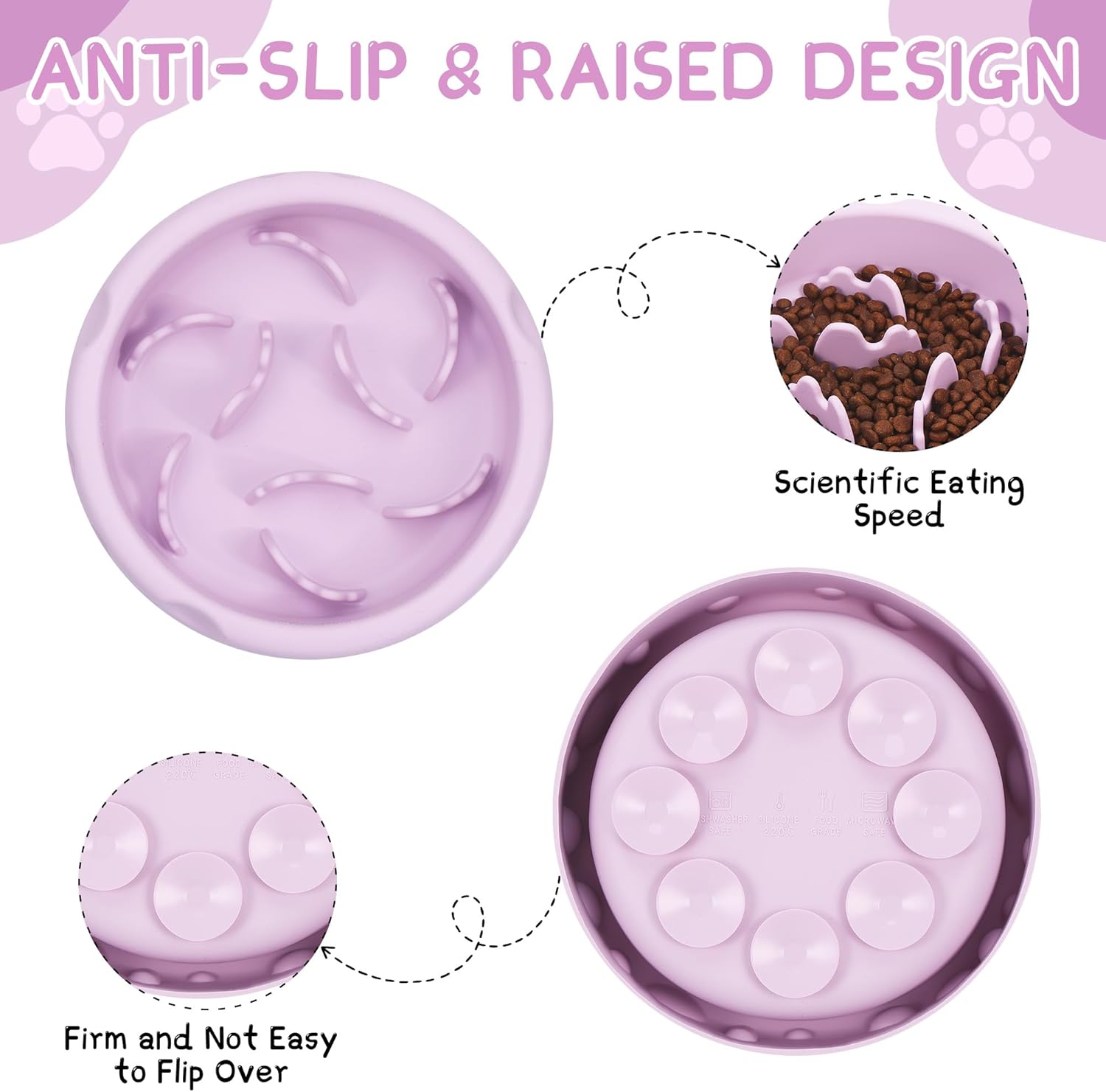 Thumbnail 2 de TranRantic Slow Food Hundenapf aus Silikon (lila) mit Spirallabyrinth und Saugnapfboden