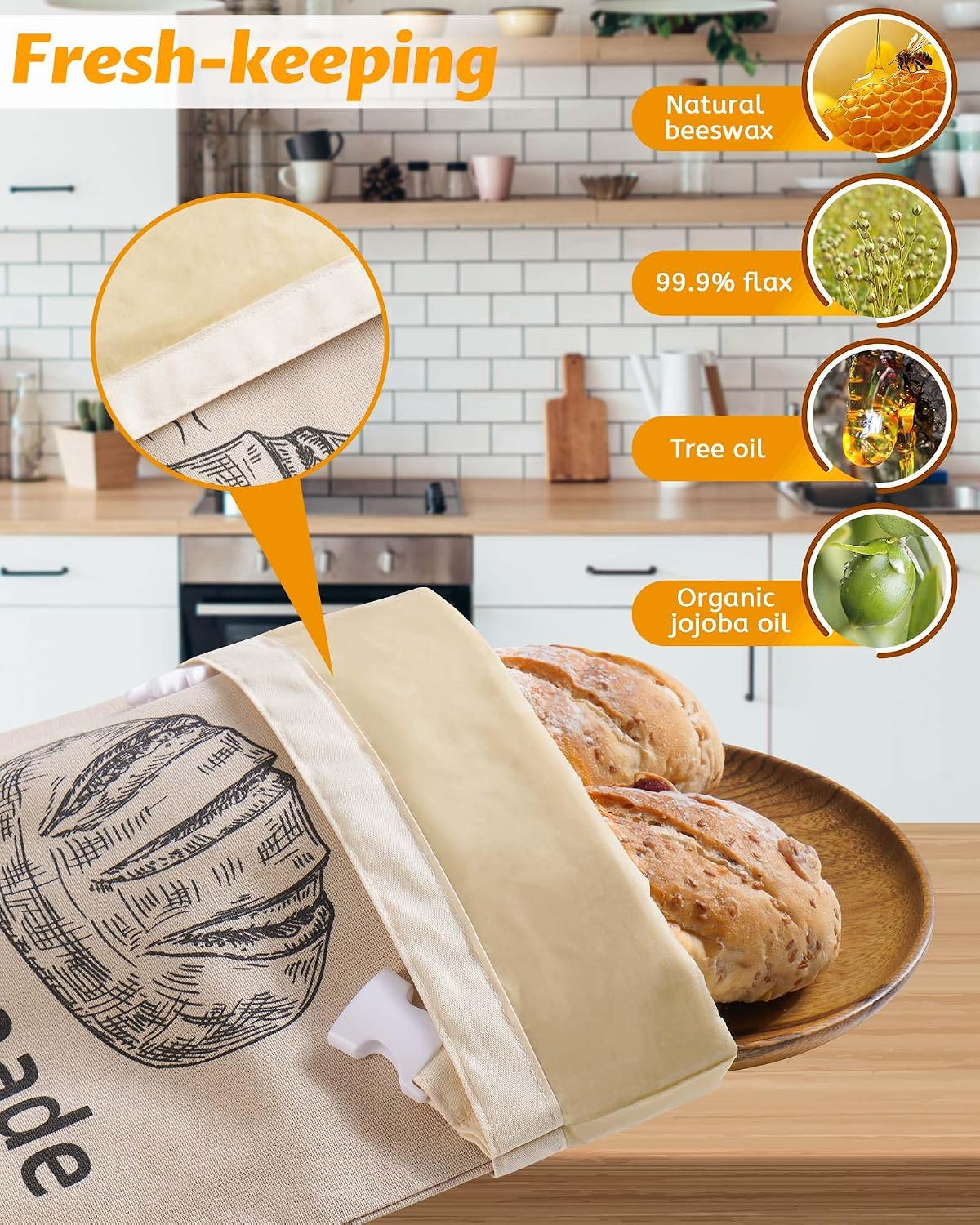 Thumbnail 1 de Beeswax Bread Bags 2 Pack for Sourdough