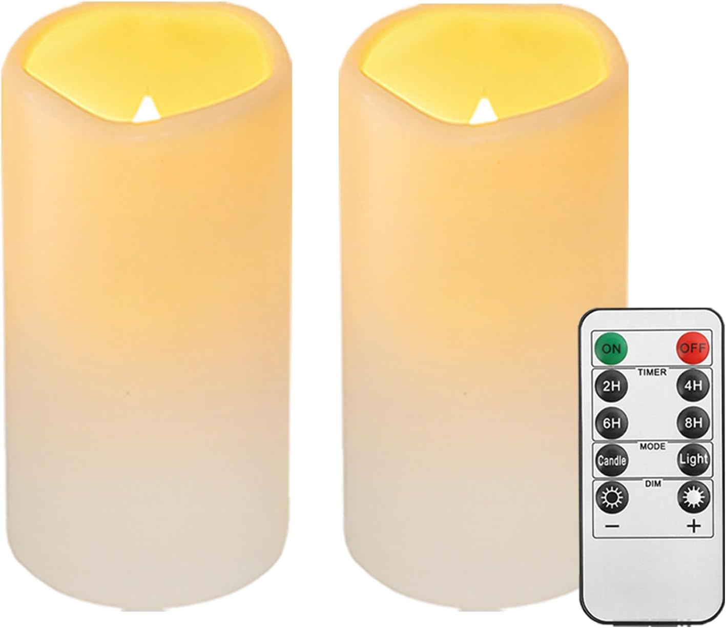 Detalle de Biyanuo 2er-Set wasserdichte Outdoor LED-Kerzen mit Fernbedienung & Timer