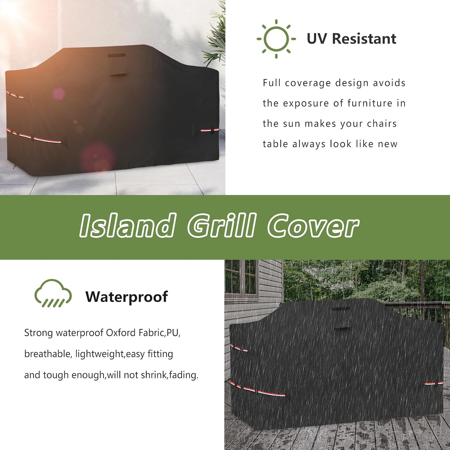 Detalle de Osileyo DTZ-D009-HEISE-86 Island Grill Cover, 600D Oxford, Black