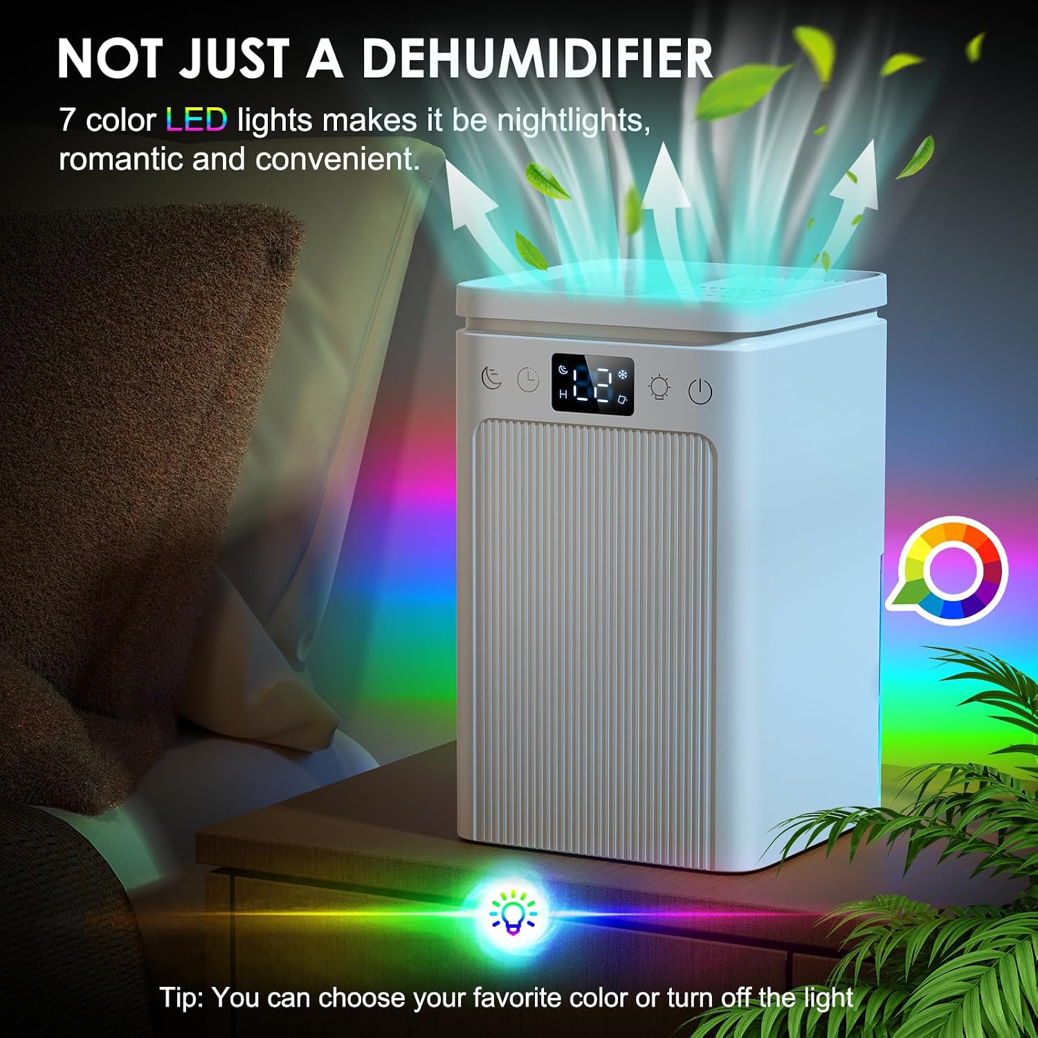 Thumbnail 5 de KCONBS Dehumidifier with Sleep Mode, Auto Shut-Off and Colour LED Light
