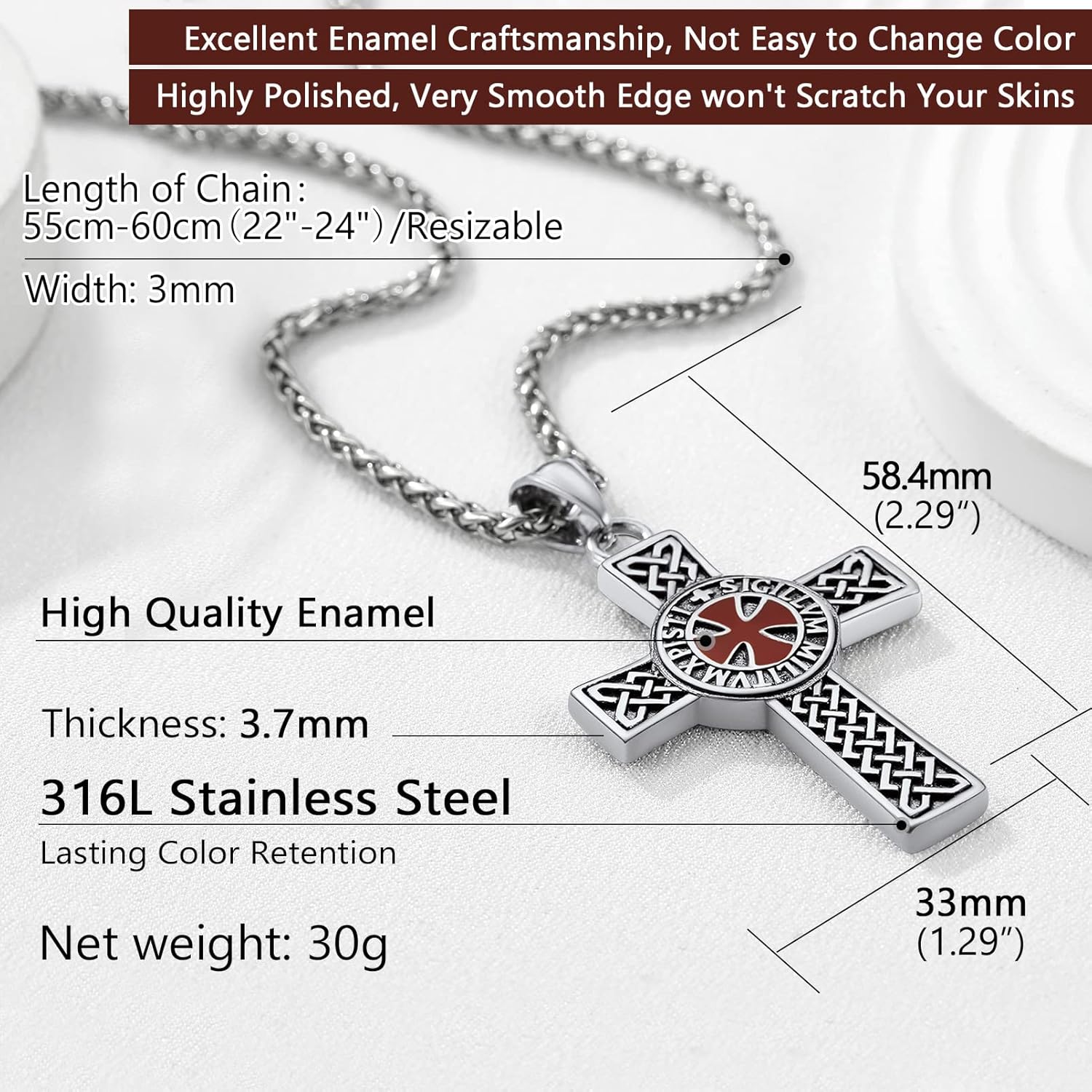 Thumbnail 5 de PROSTEEL collana con ciondolo cavalieri templari, scudo e croce in acciaio inossidabile con confezione regalo