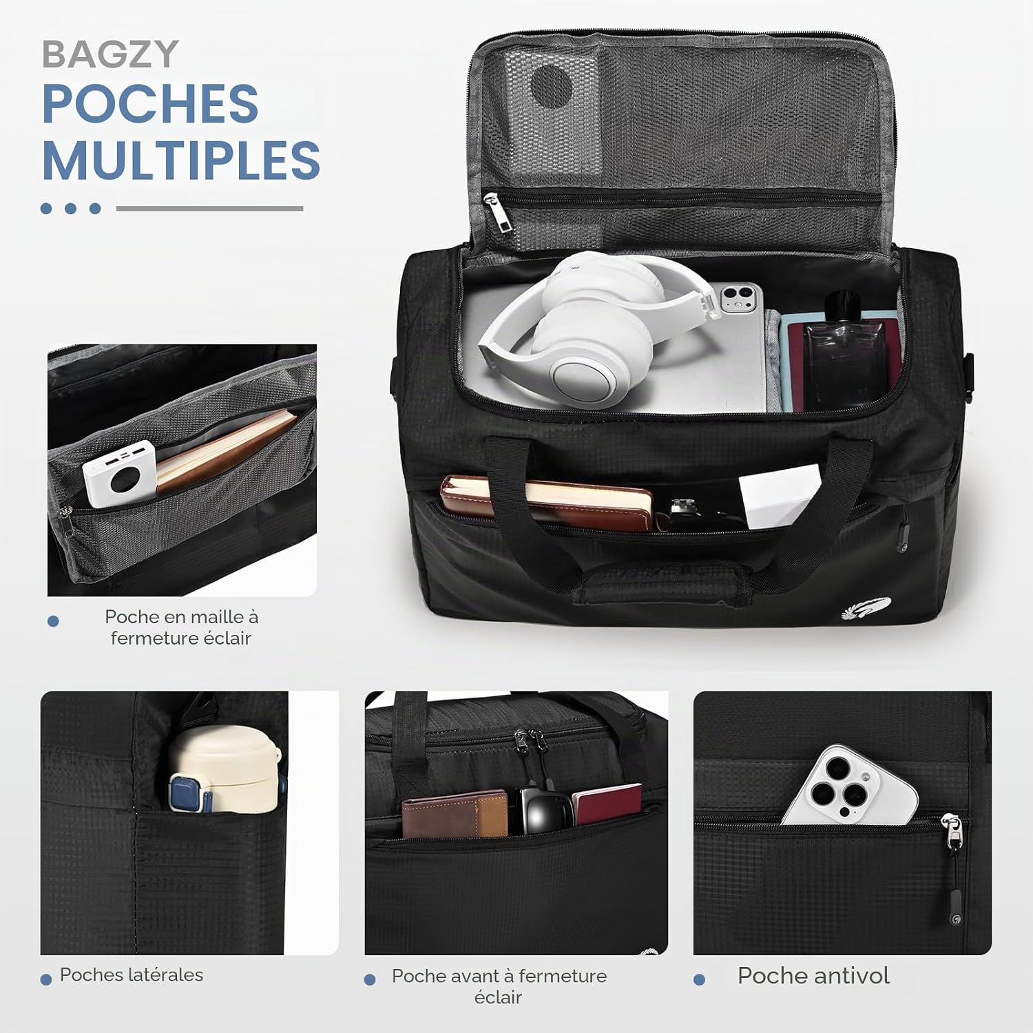 Thumbnail 5 de BAGZY Sac de Voyage 40×30×15 cm — cabines, léger et imperméable, 20 L