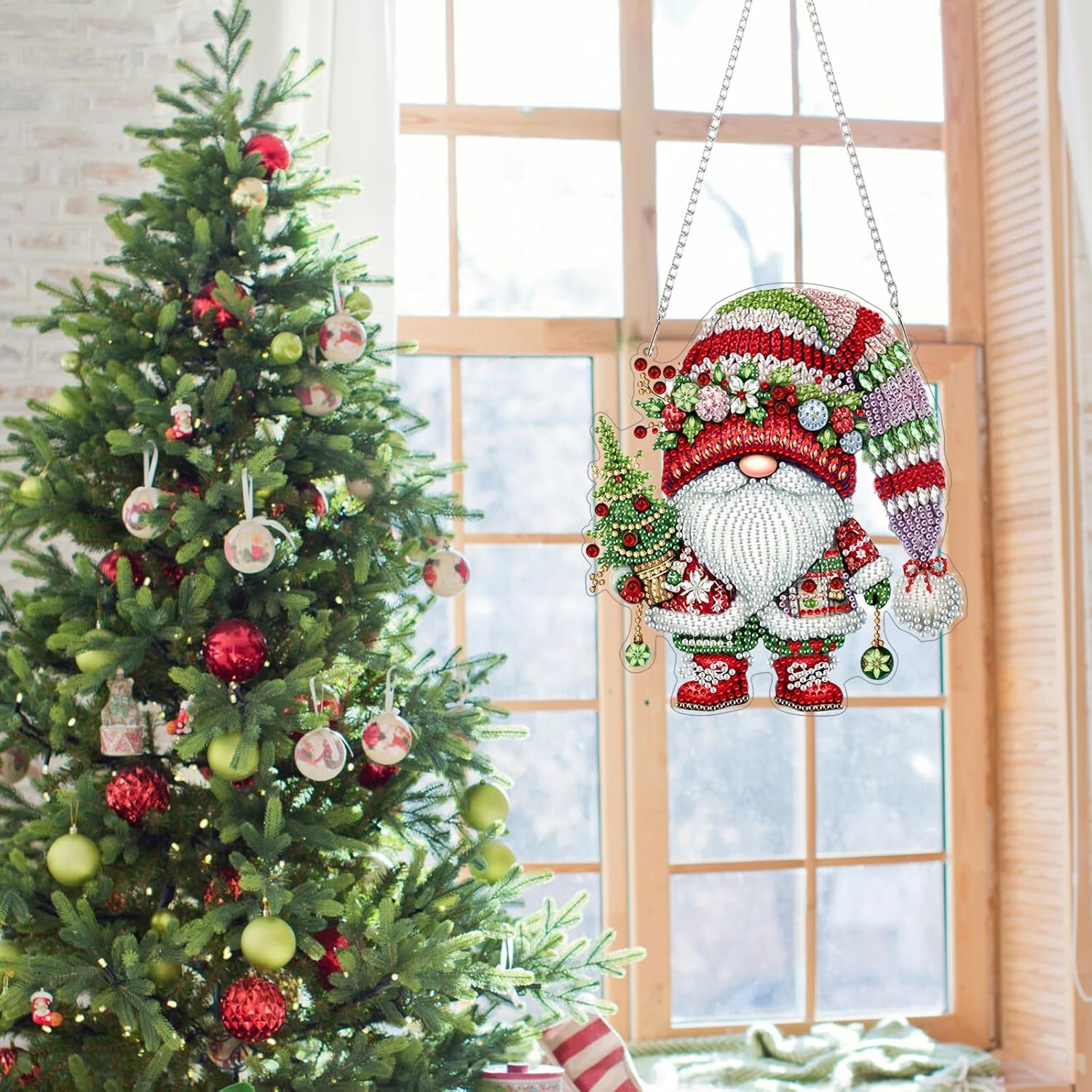 Thumbnail 1 de GHHKUD Christmas Hanging Diamond Art Kit with special-shaped gnomes (hanging pendant craft)