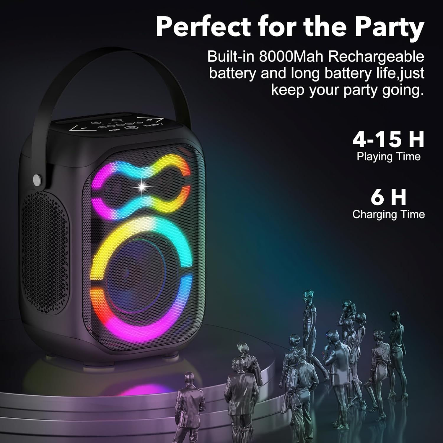 Thumbnail 3 de TYOTY Altoparlante Bluetooth portatile con luci LED e maniglia, 80W wireless TWS
