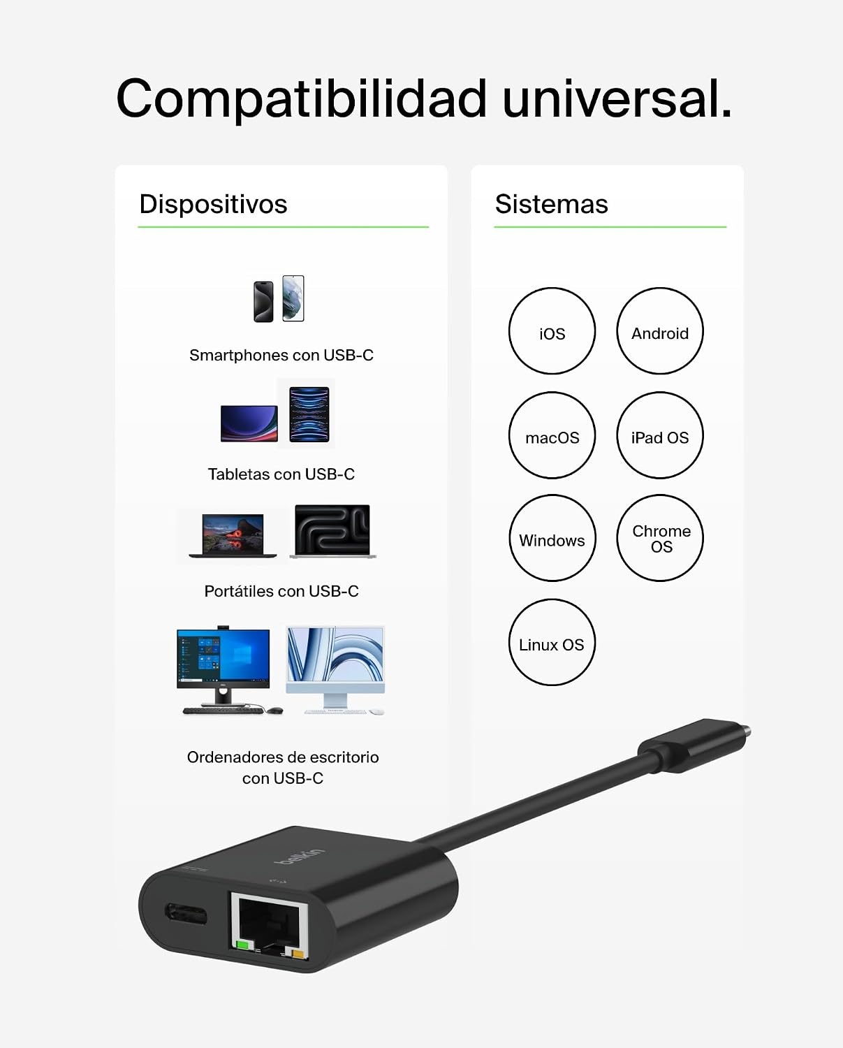 Thumbnail 5 de Belkin Connect Adaptador USB-C a Ethernet y Carga 100W