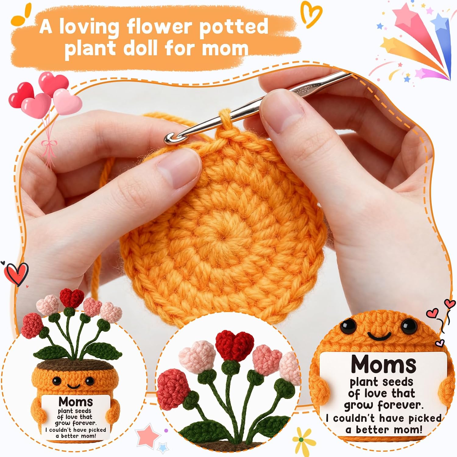 Detalle de Crochet Flower Pot Gift for Mom