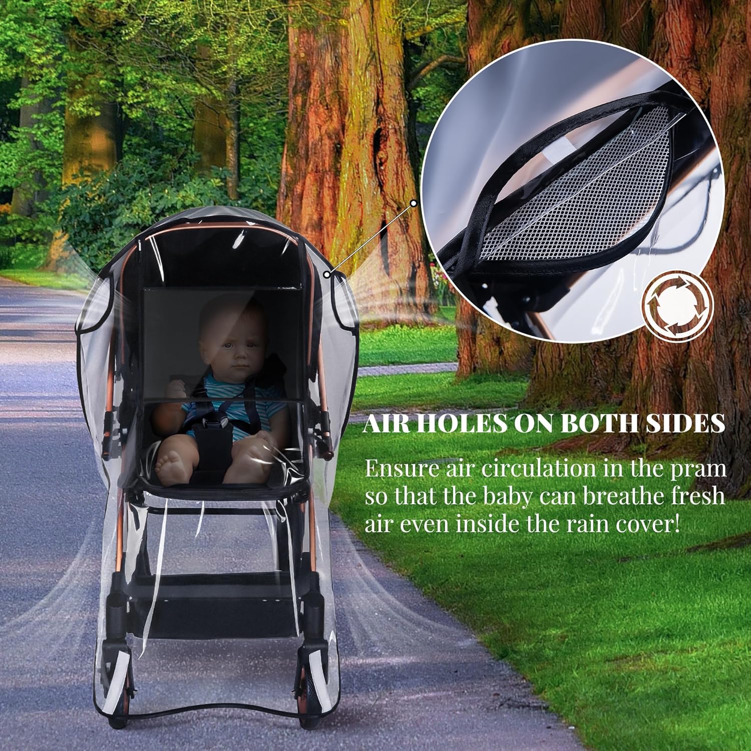 Thumbnail 3 de Bemece Universal Rain Cover for Pushchair Stroller Pram – All‑Round Weather Shield (L)