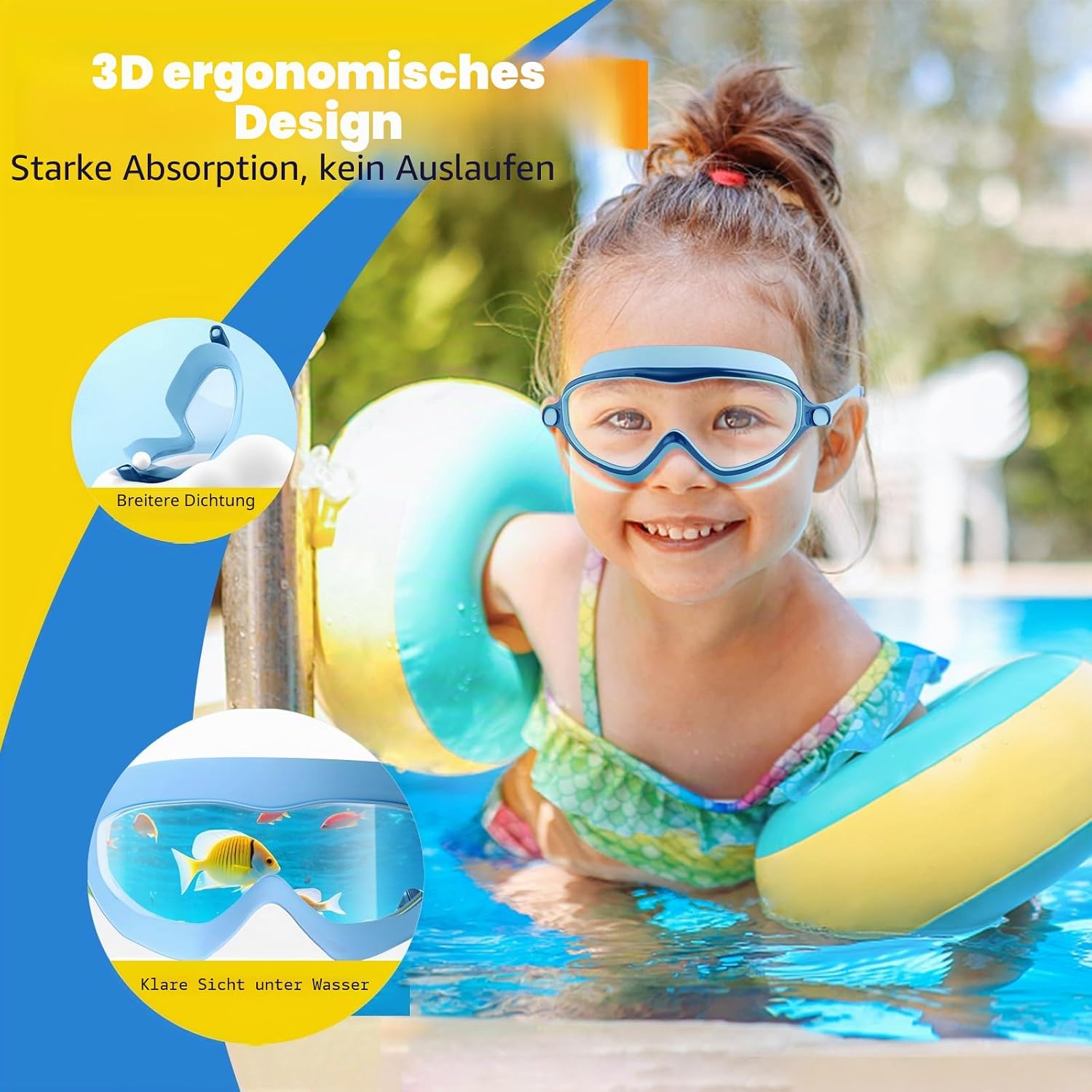 Detalle 2 de COOLOO Kinder-Schwimmbrille 2er-Pack – Anti-Beschlag, UV-Schutz, Auslaufen sicher, 4–14 Jahre