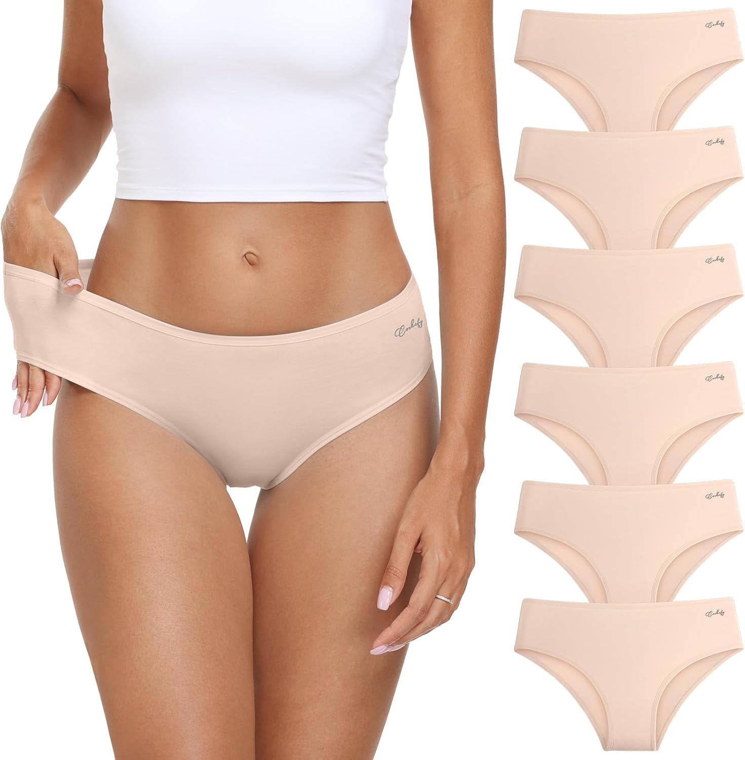 coskefy Women’s Cotton Hipster Underwear, Low-Rise Briefs (6-Pack)