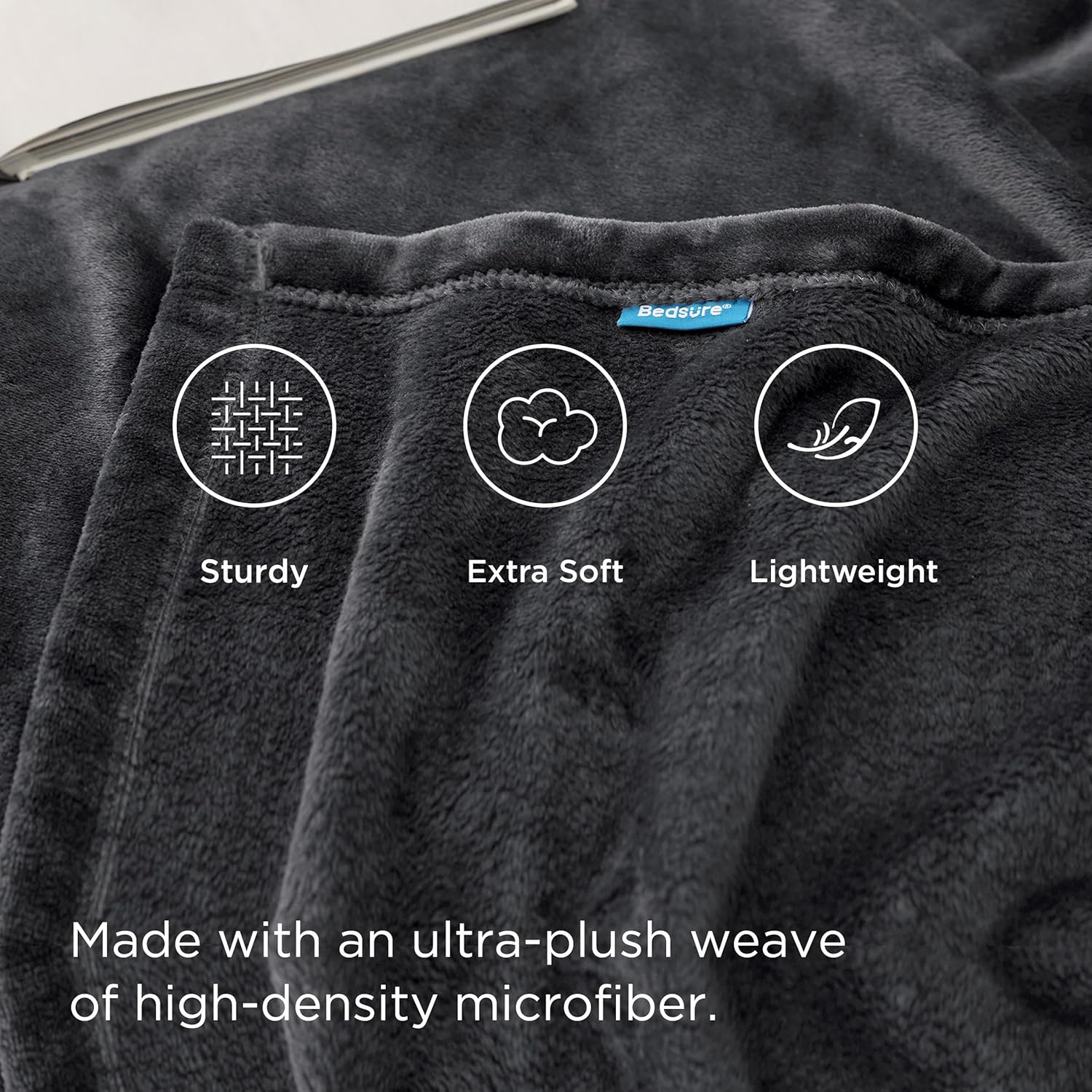 Thumbnail 3 de Bedsure Fleece Blanket King Size: Soft, Warm and Safe 270x230 cm (Dark Grey)