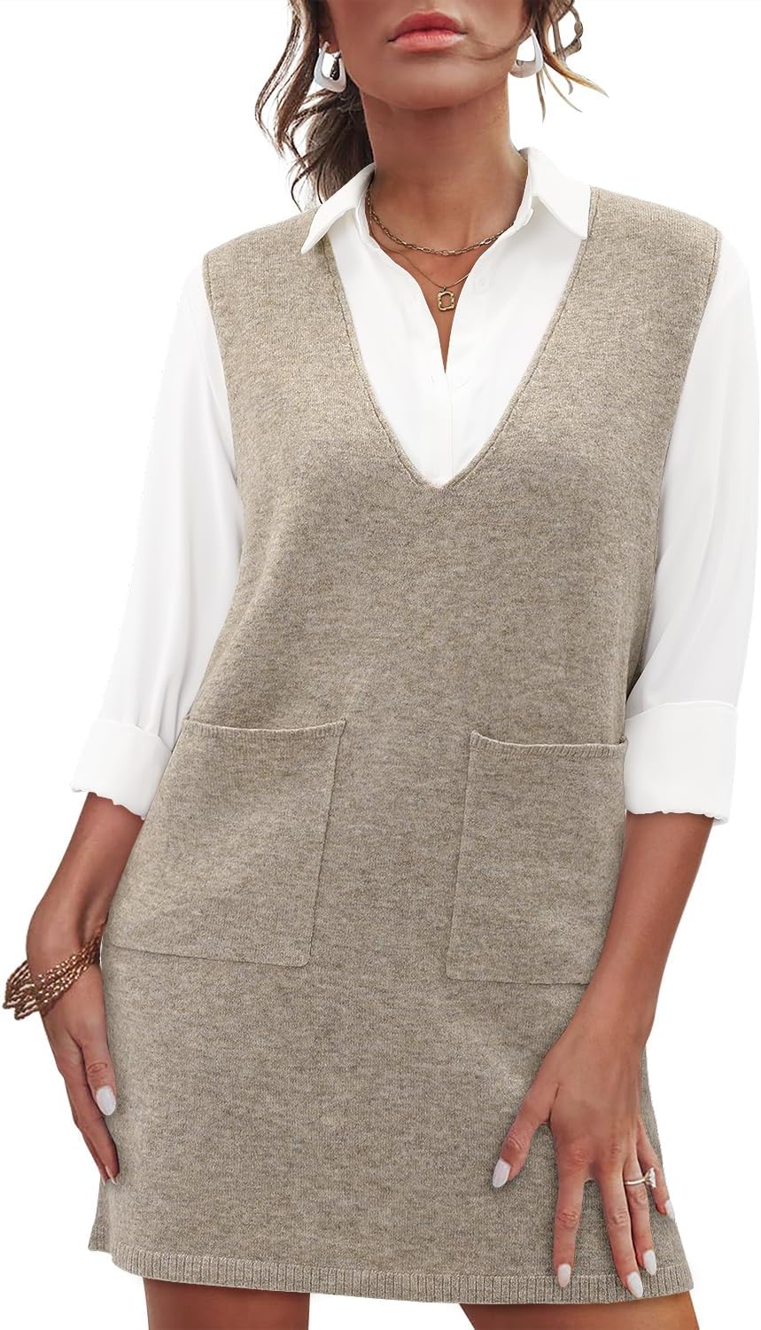 Thumbnail 3 de CHICZONE Women’s Sleeveless V-Neck Knit Midi Dress with Pockets