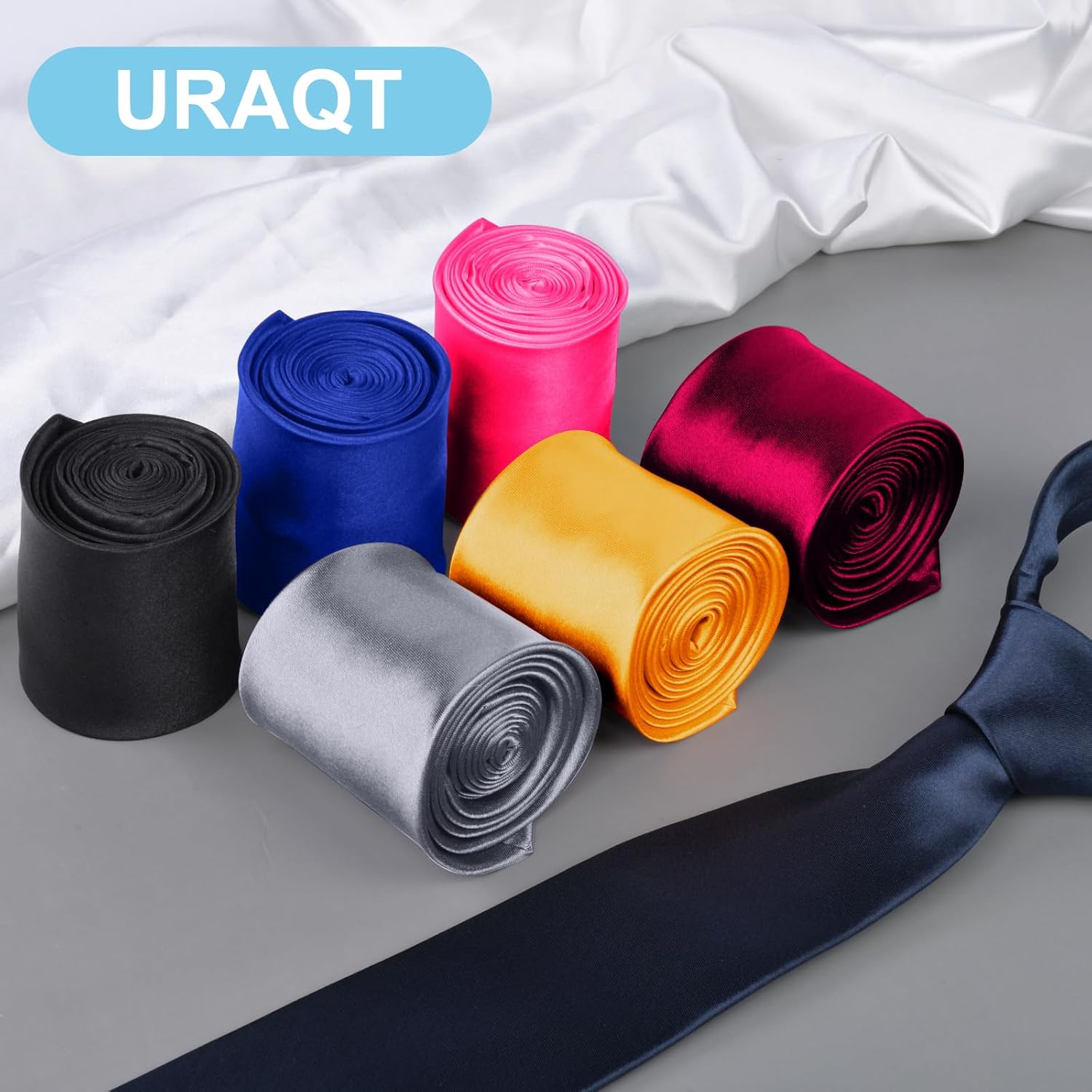 Thumbnail 6 de URAQT Corbata de Hombre 8cm Color Sólido✂️ para Fiesta y Oficina